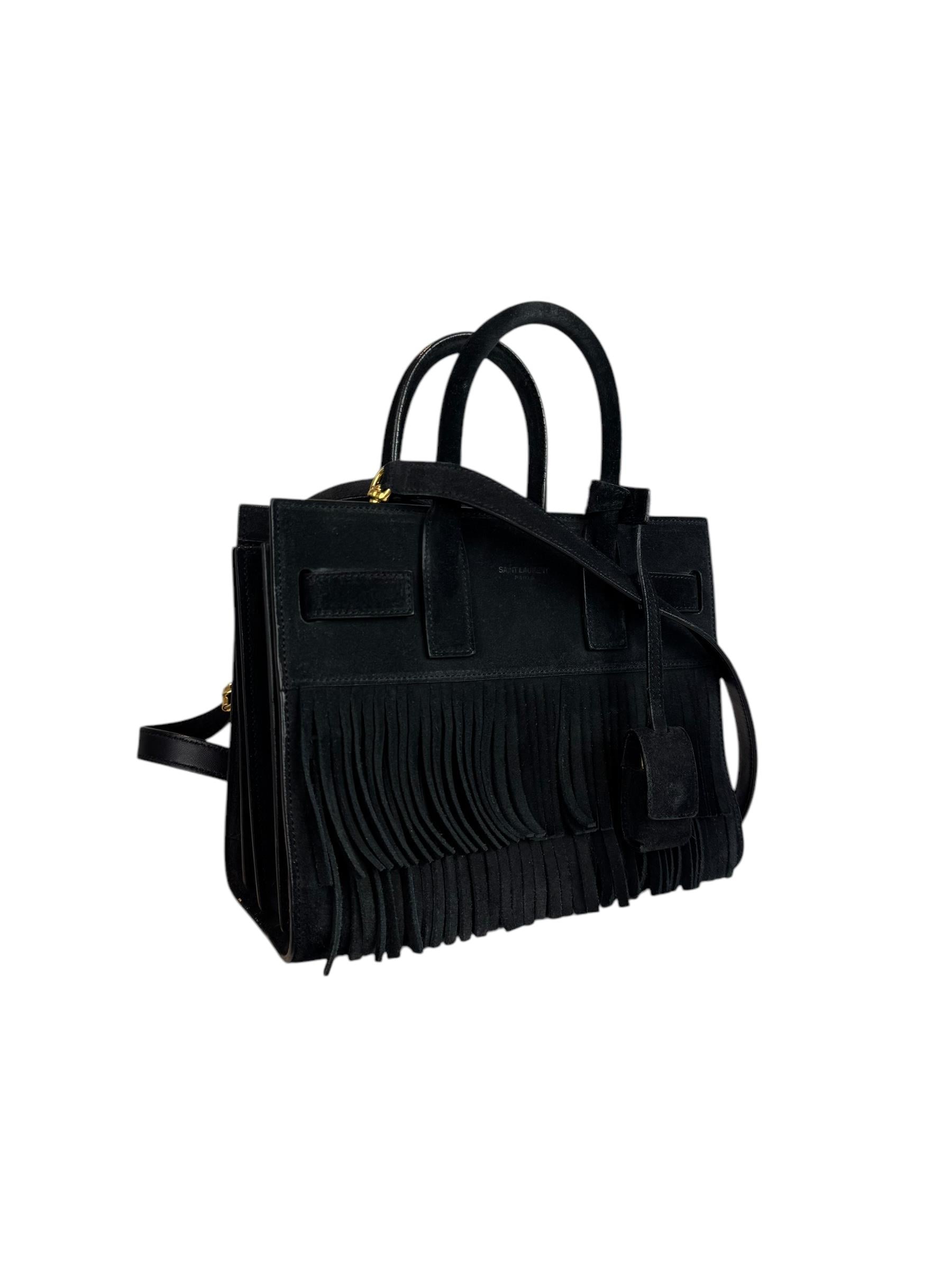 SAINT LAURENT BLACK SUEDE TOTE BAG