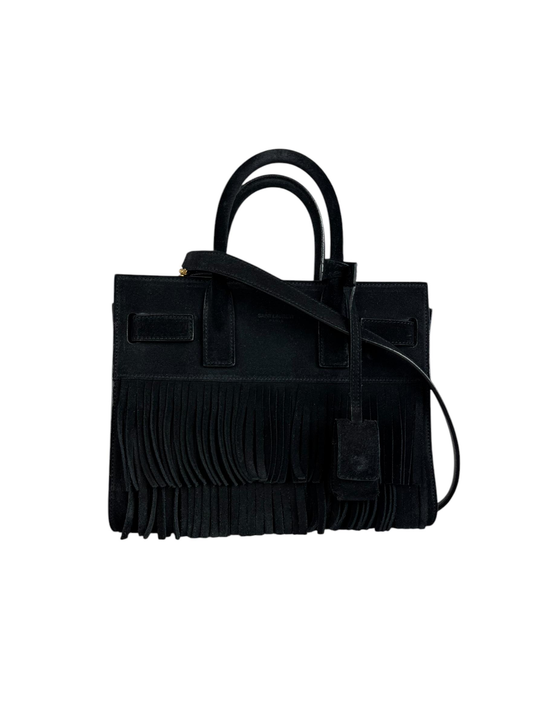 SAINT LAURENT BLACK SUEDE TOTE BAG
