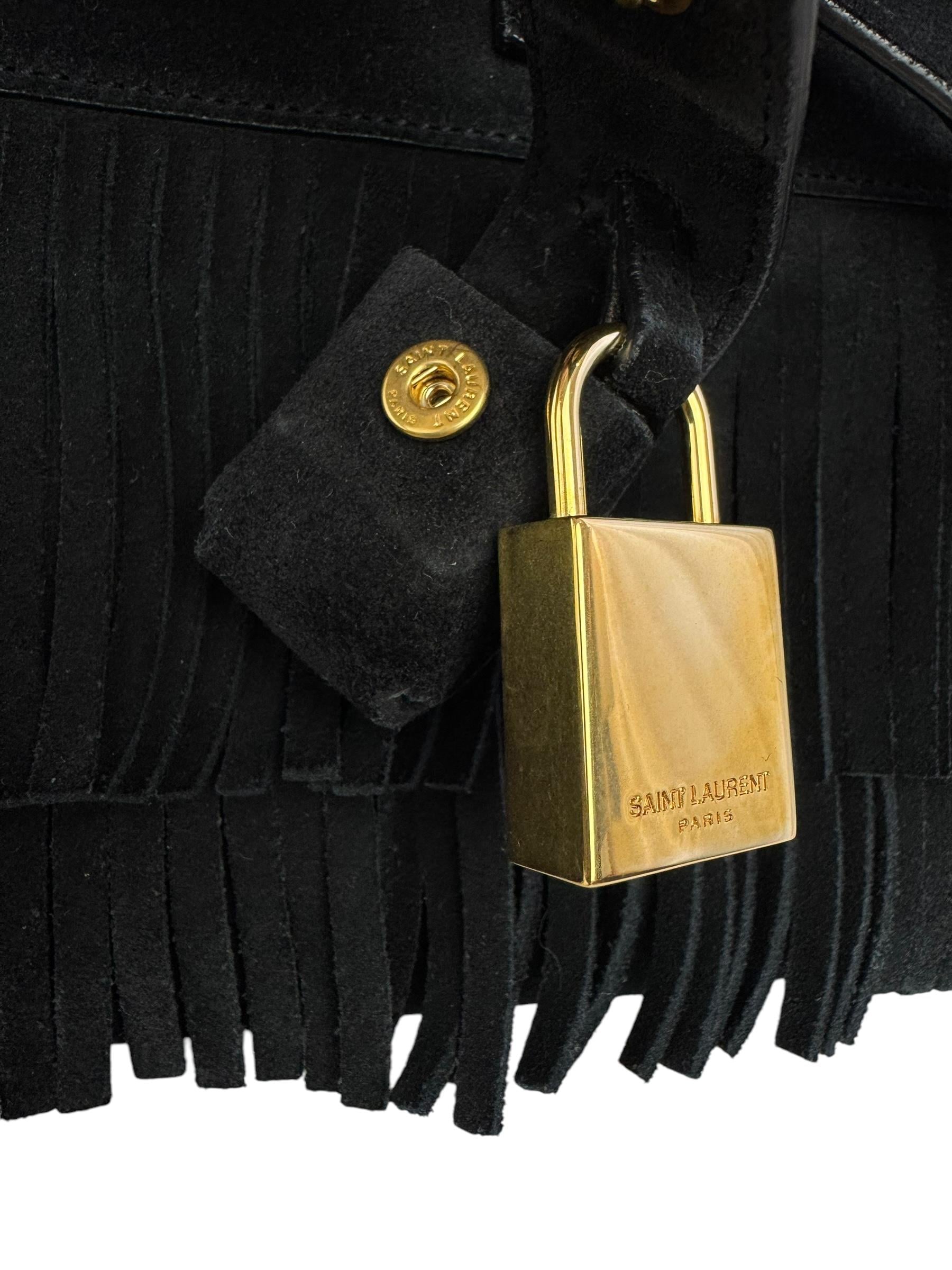 SAINT LAURENT BLACK SUEDE TOTE BAG
