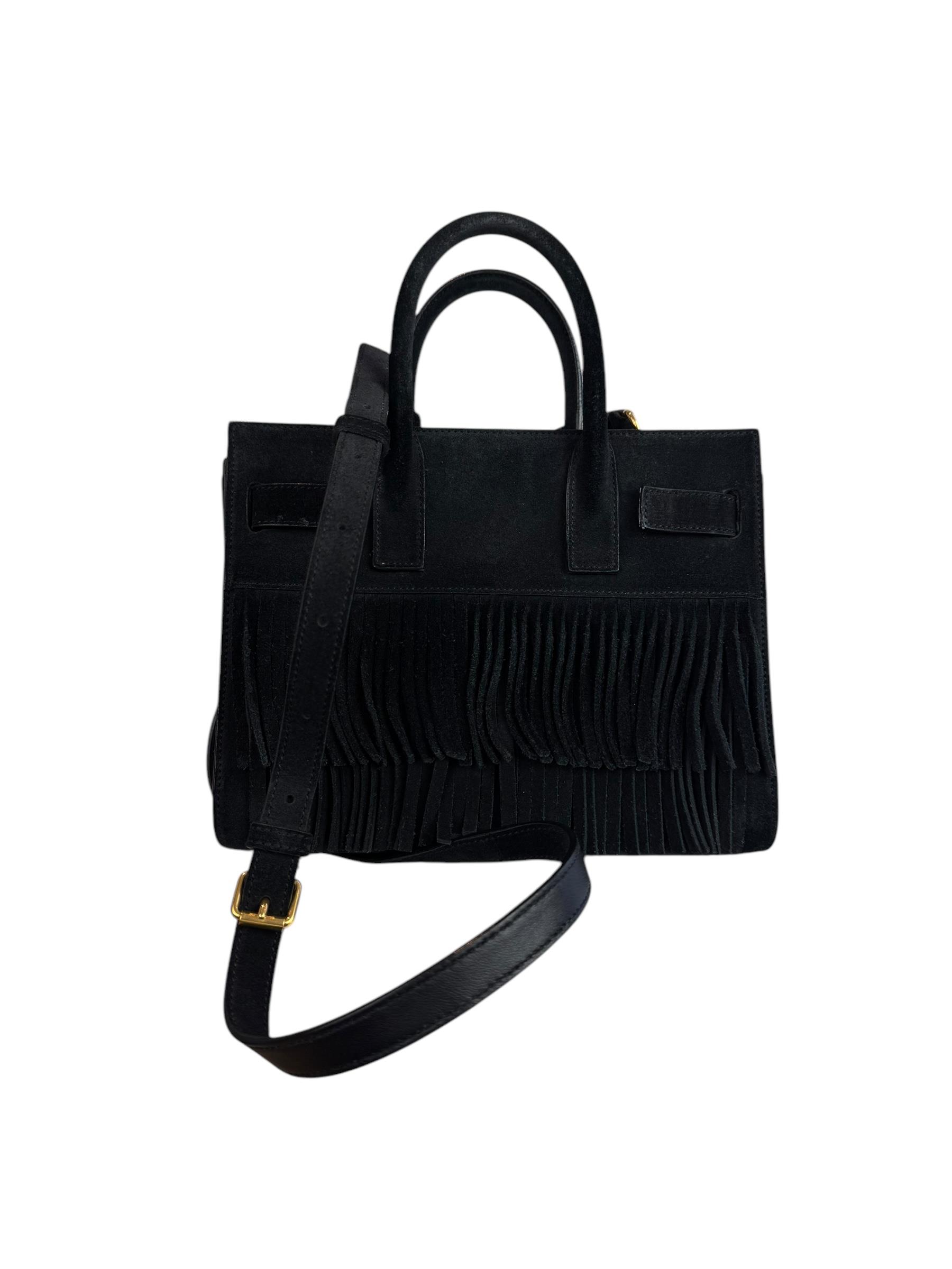 SAINT LAURENT BLACK SUEDE TOTE BAG