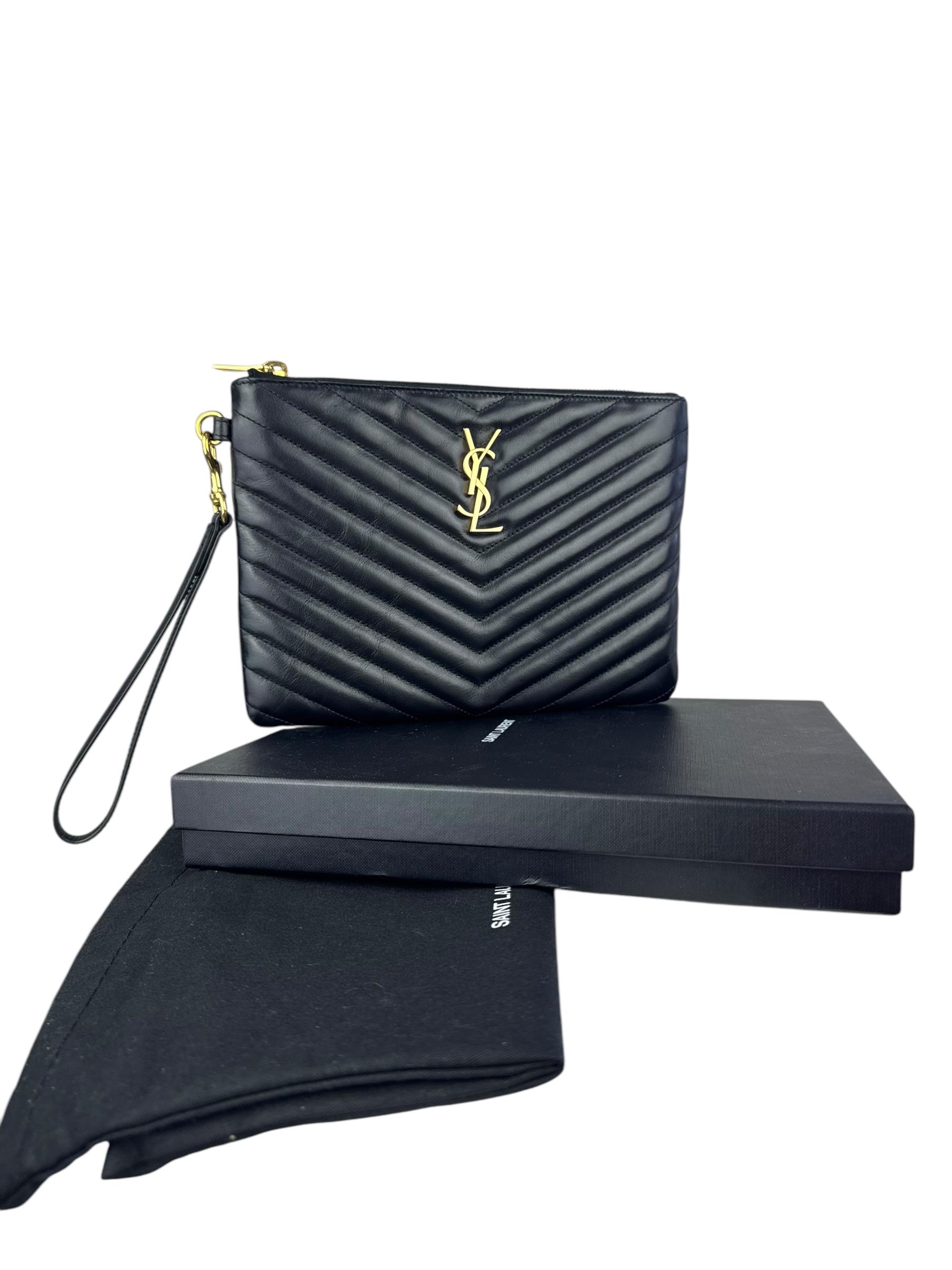 SAINT LAURENT BLACKMATELASSE POUCH 