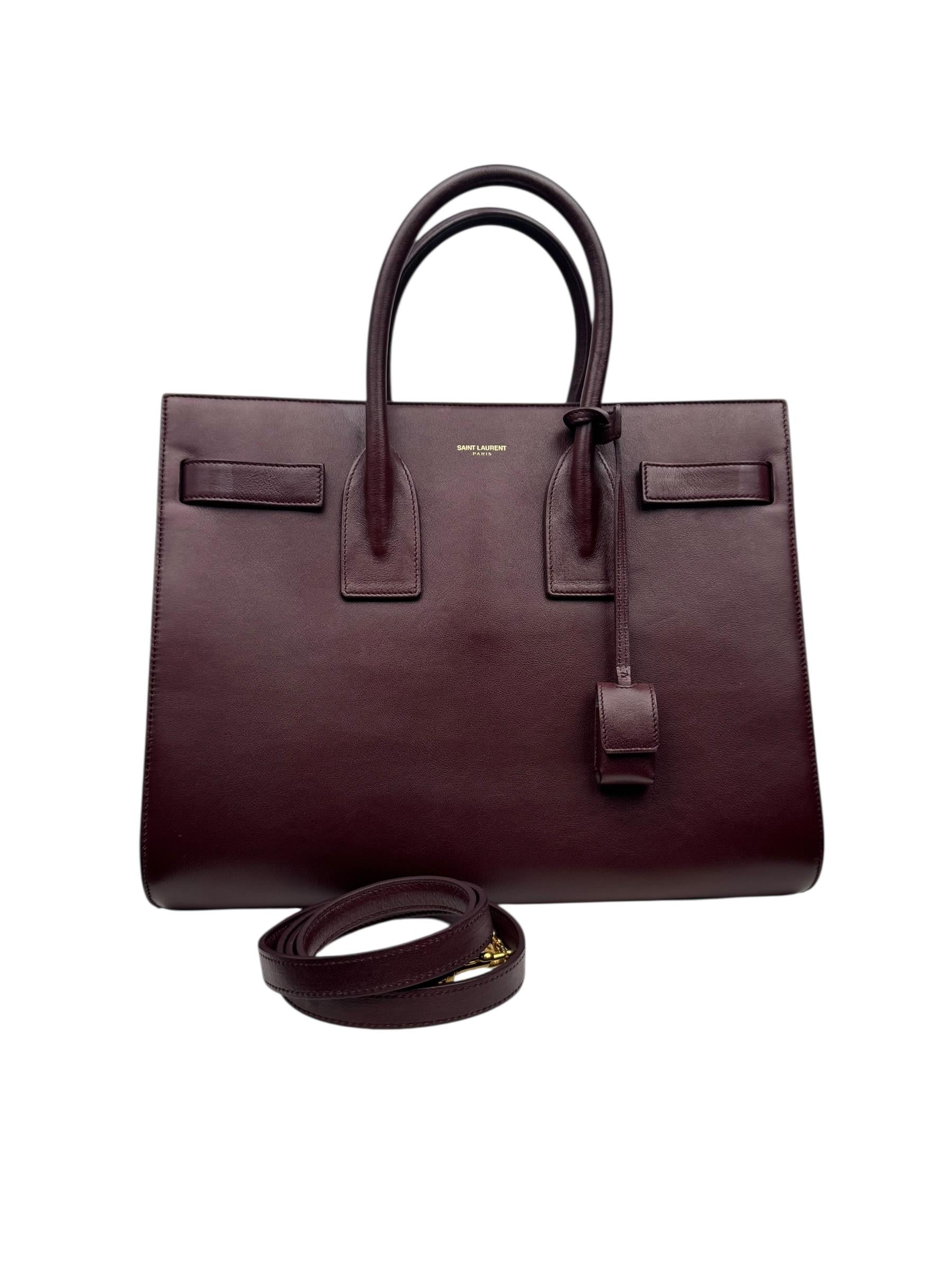 SAINT LAURENT BURGUNDY SAC DE JOUR BAG