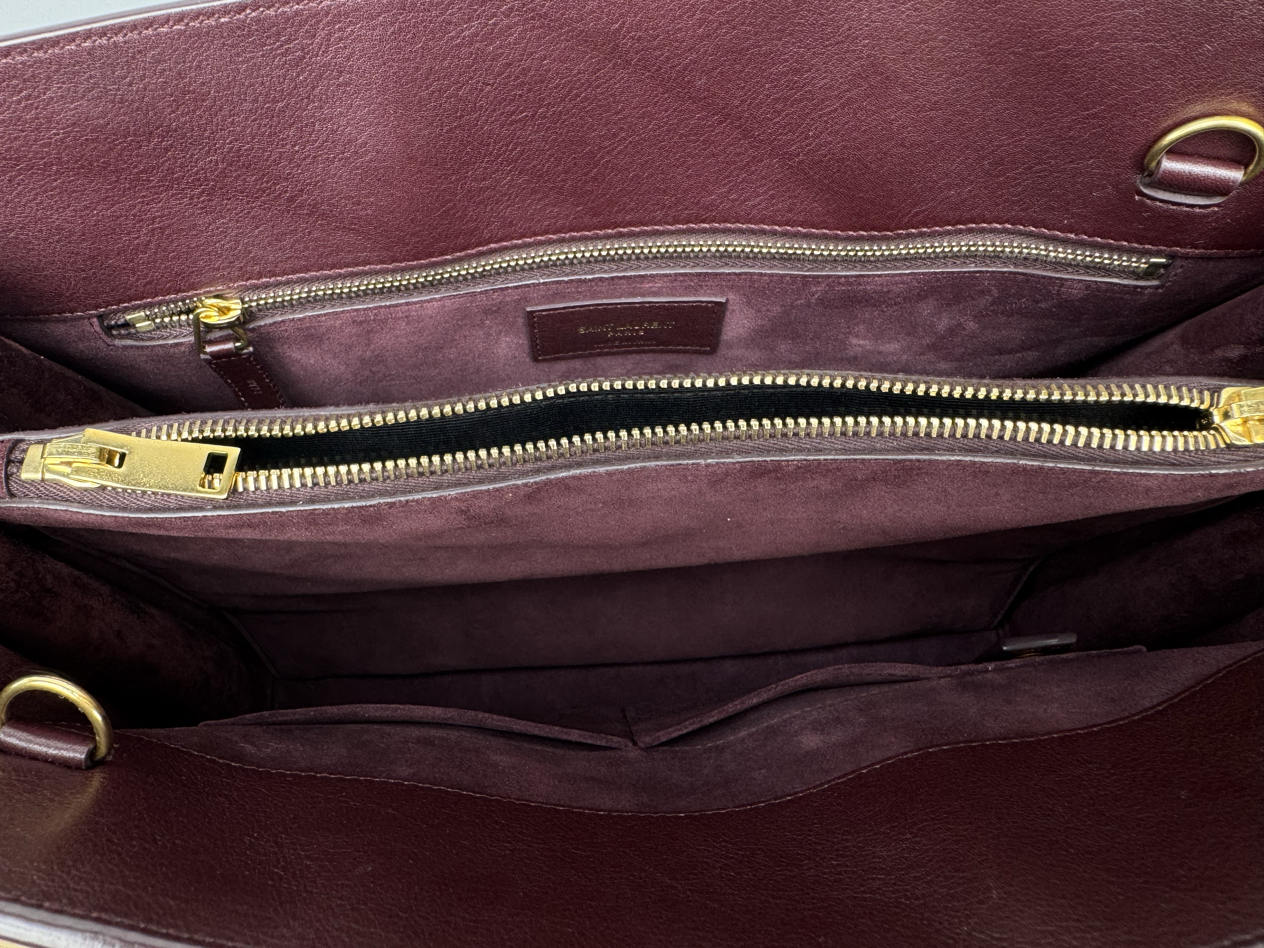 SAINT LAURENT BURGUNDY SAC DE JOUR BAG