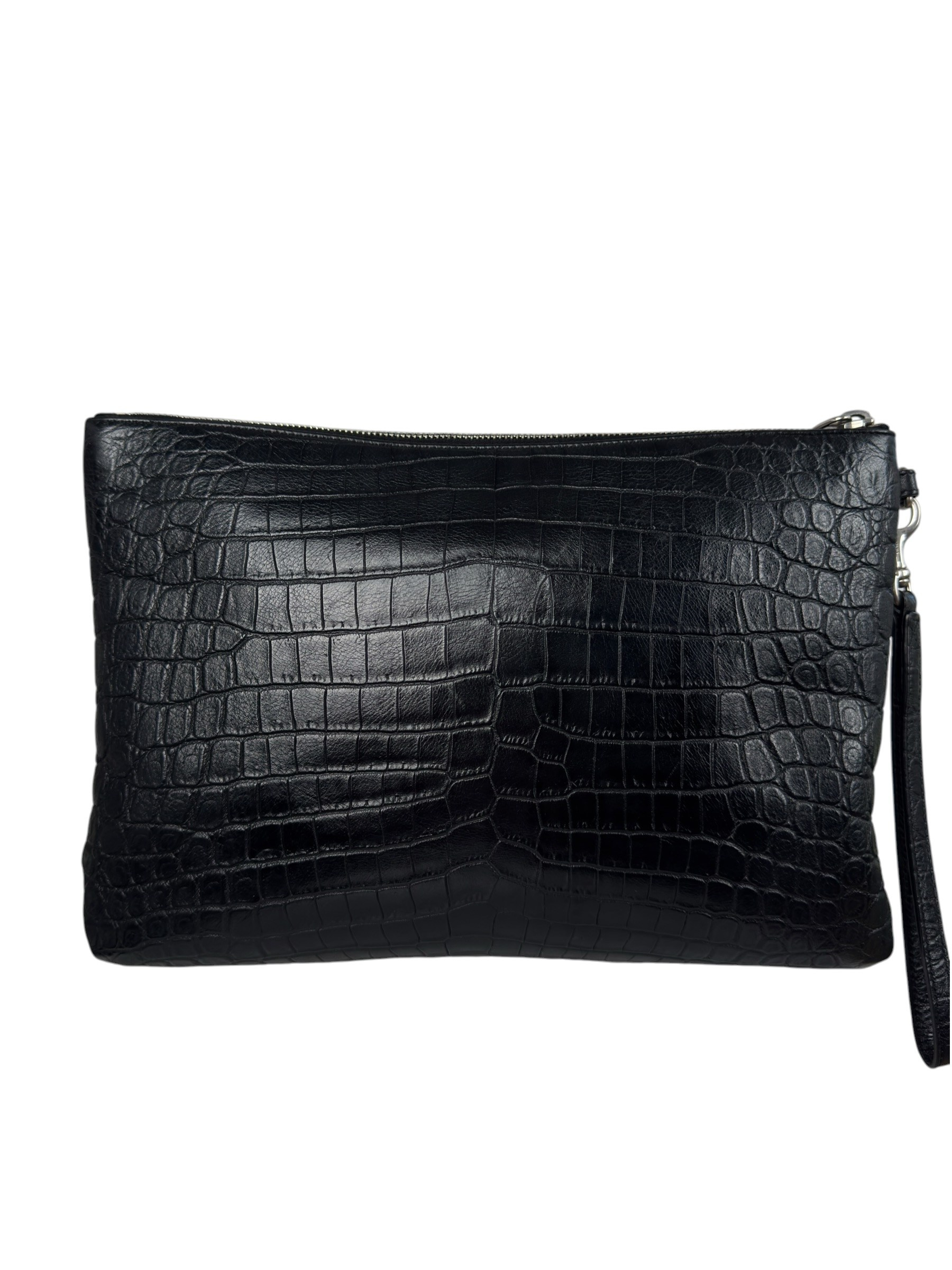 SAINT LAURENT CROCO EMBOSSED CLUTCH BAG