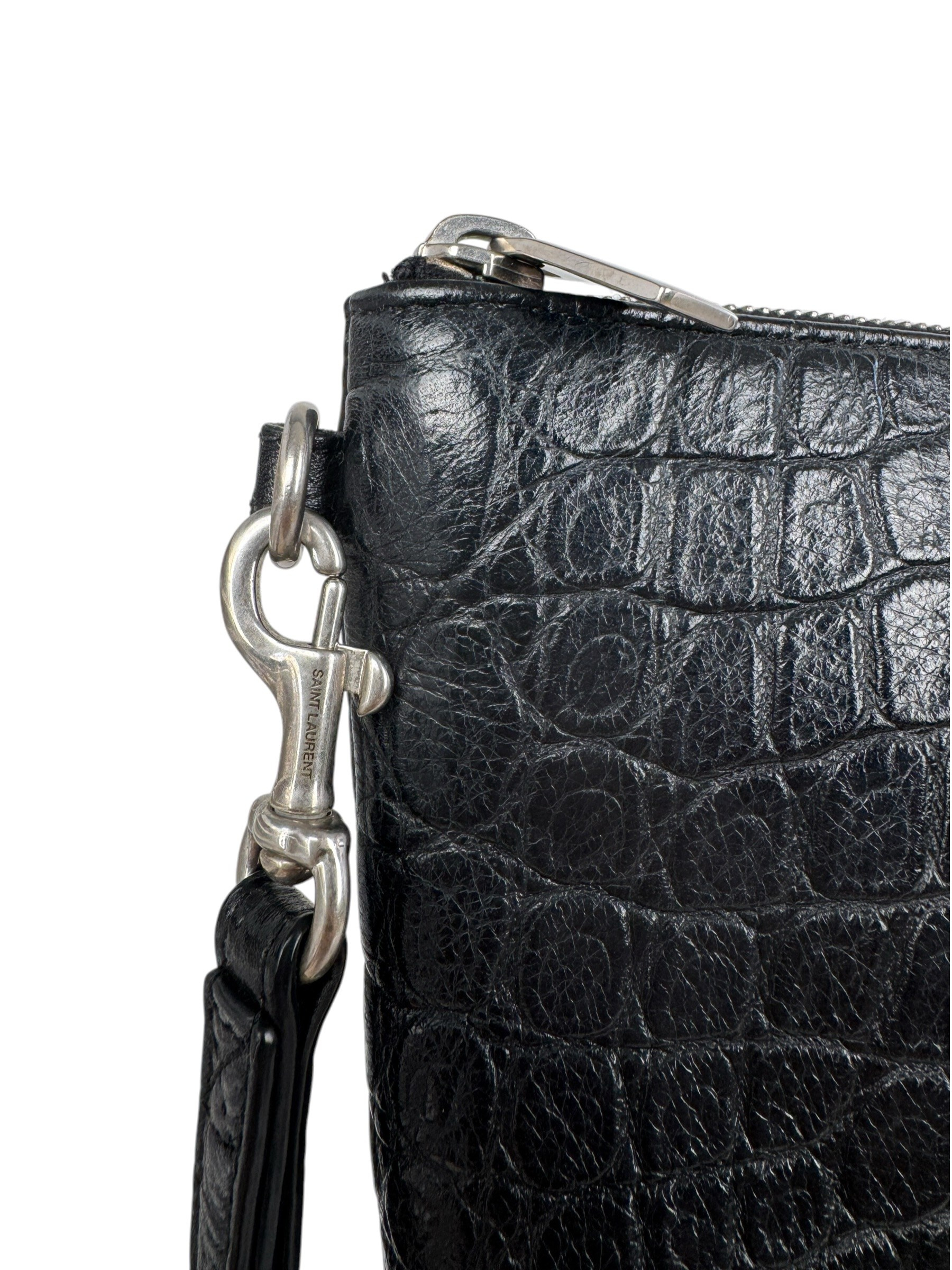 SAINT LAURENT CROCO EMBOSSED CLUTCH BAG