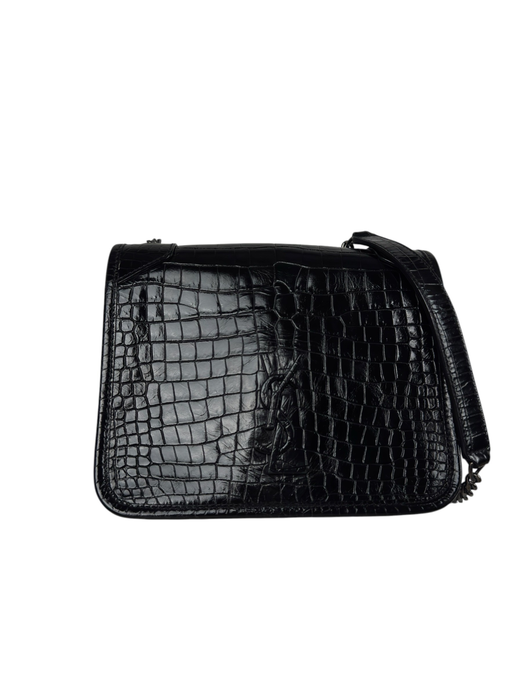 SAINT LAURENT CROCO EMBOSSED SUNSET BAG