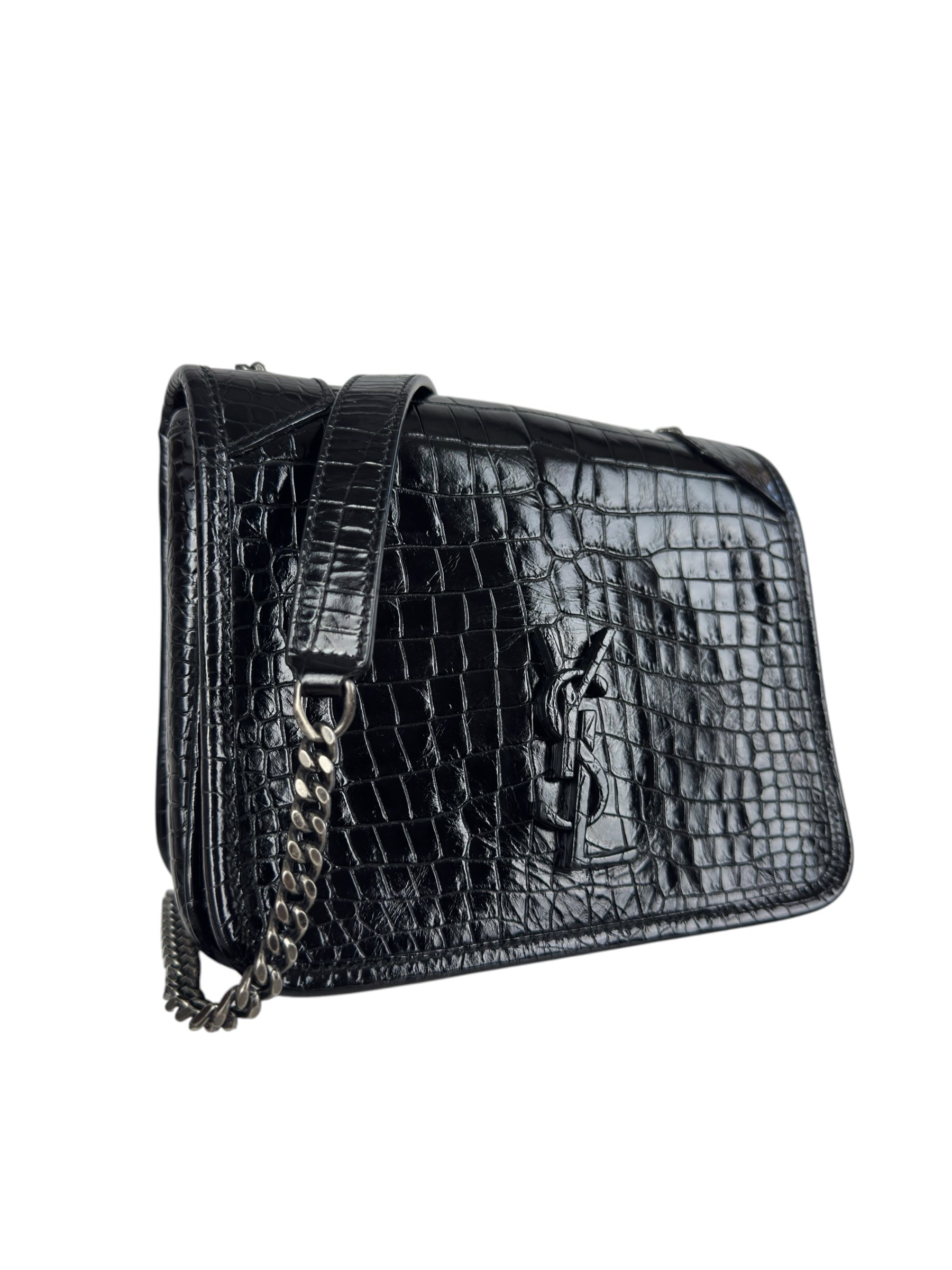 SAINT LAURENT CROCO EMBOSSED SUNSET BAG