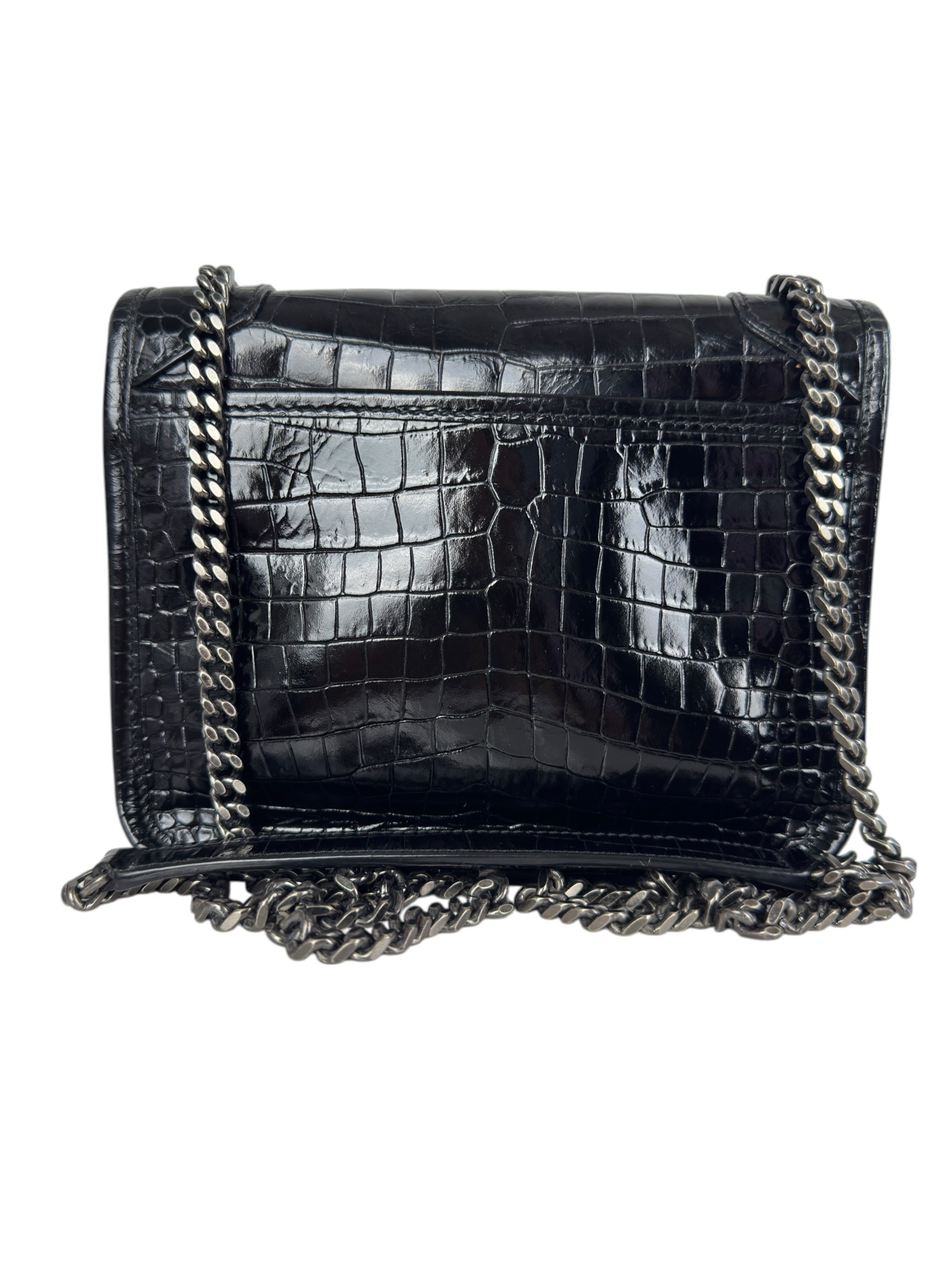 SAINT LAURENT CROCO EMBOSSED SUNSET BAG