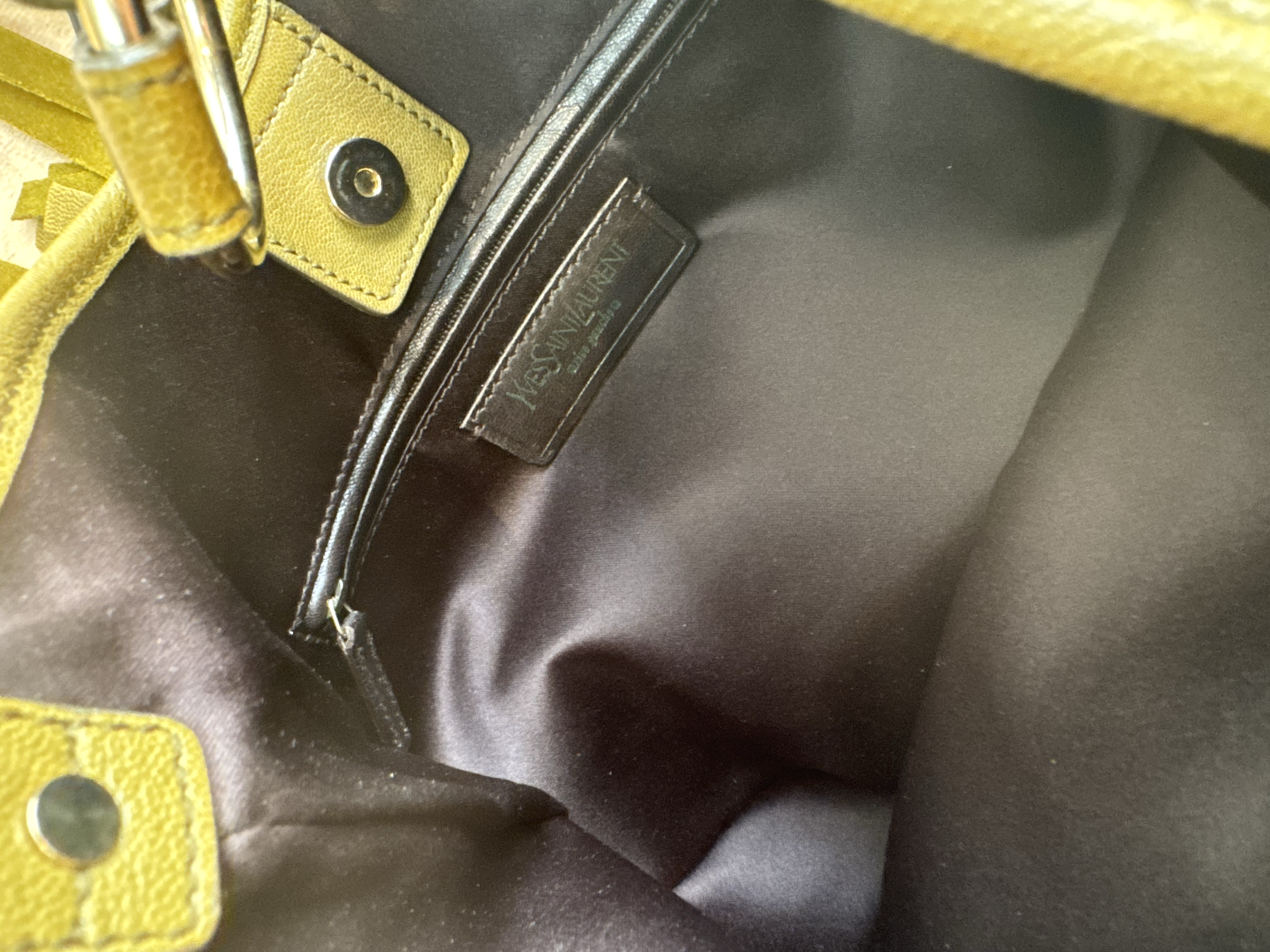 SAINT LAURENT KHAKI SUEDE LEATHER PRINGE 