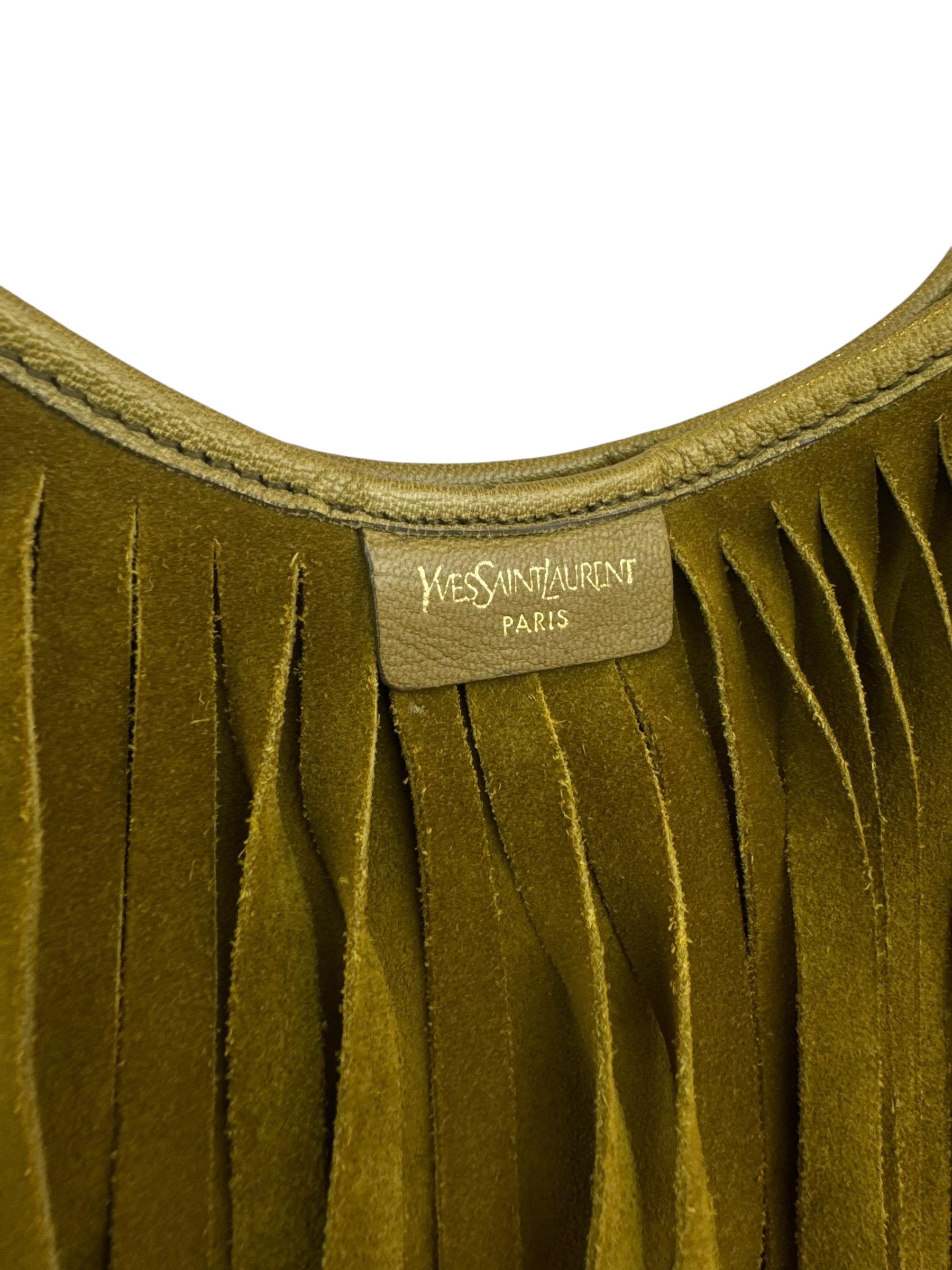 SAINT LAURENT KHAKI SUEDE LEATHER PRINGE 