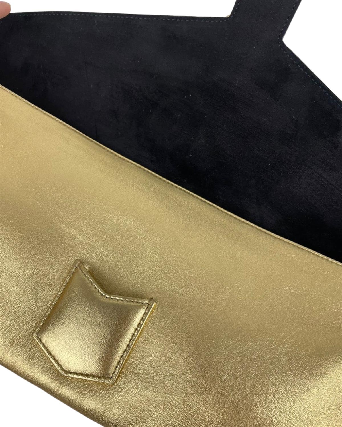 SAINT LAURENT LEATHER GOLD CLUTCH