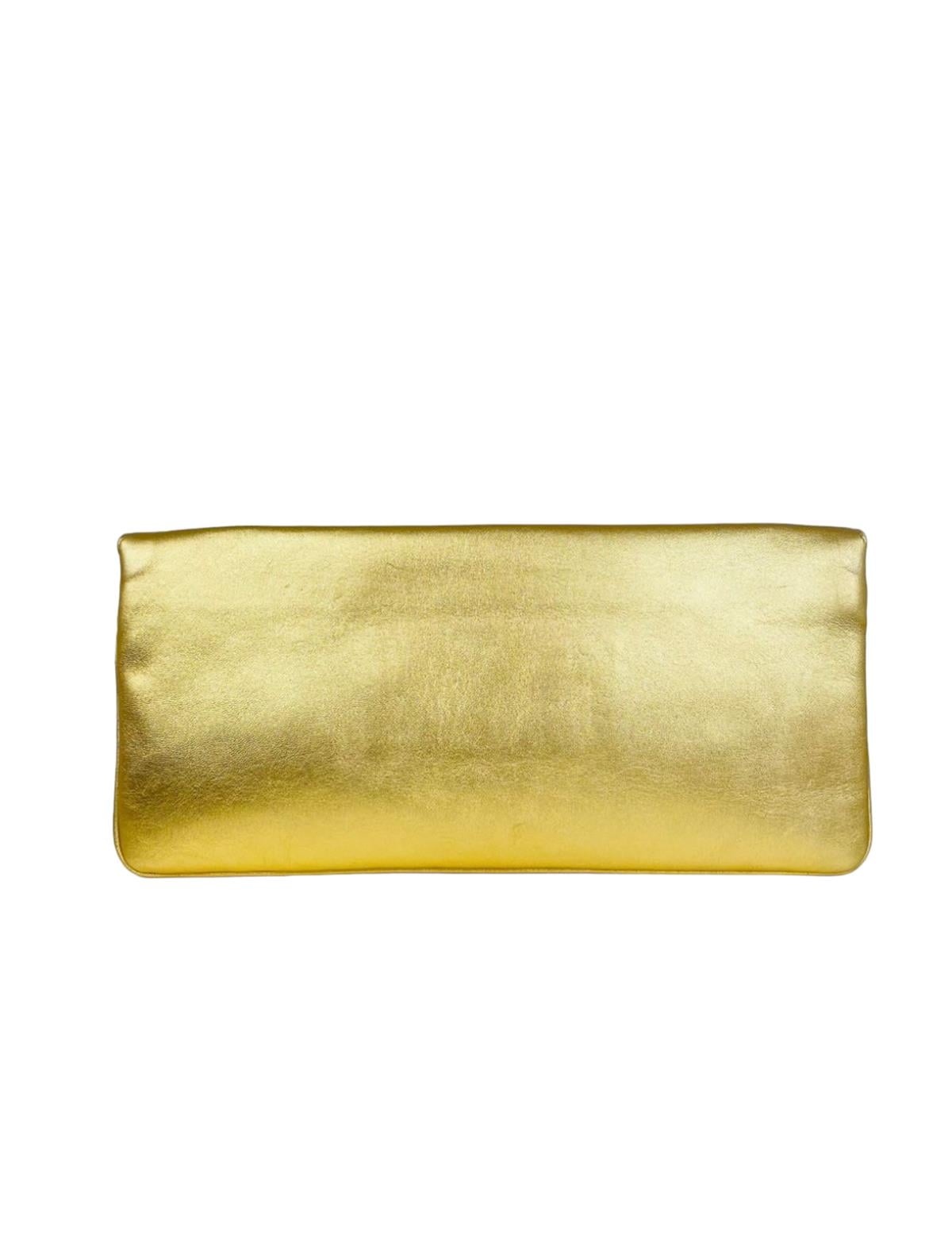 SAINT LAURENT LEATHER GOLD CLUTCH