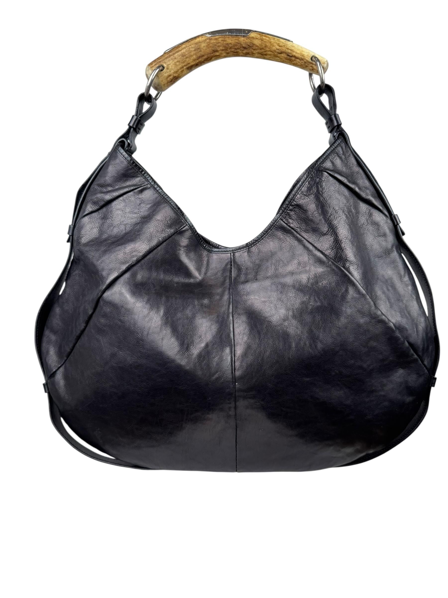 SAINT LAURENT LEATHER MOMBASA SHOULDER BAG