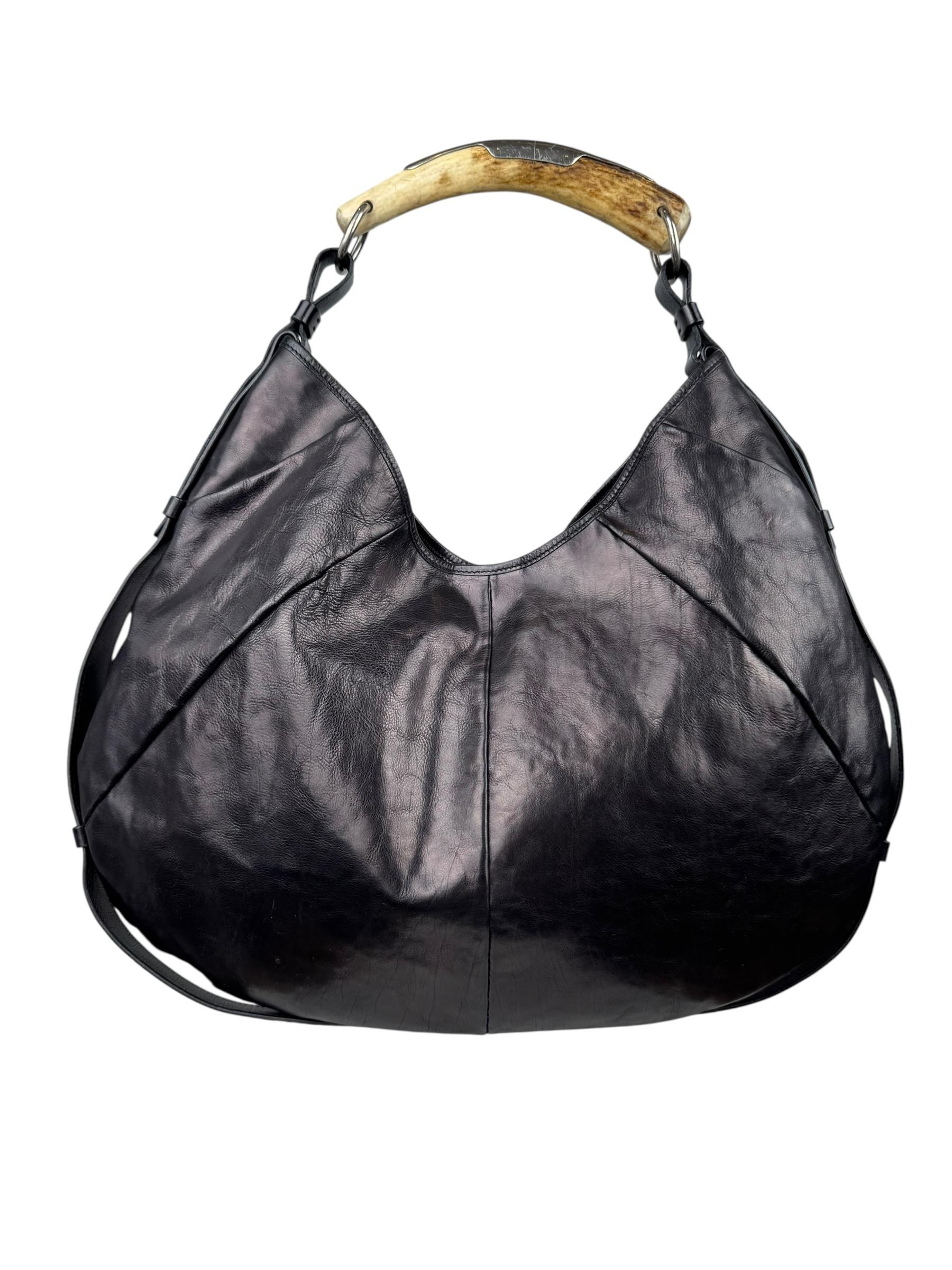 SAINT LAURENT LEATHER MOMBASA SHOULDER BAG