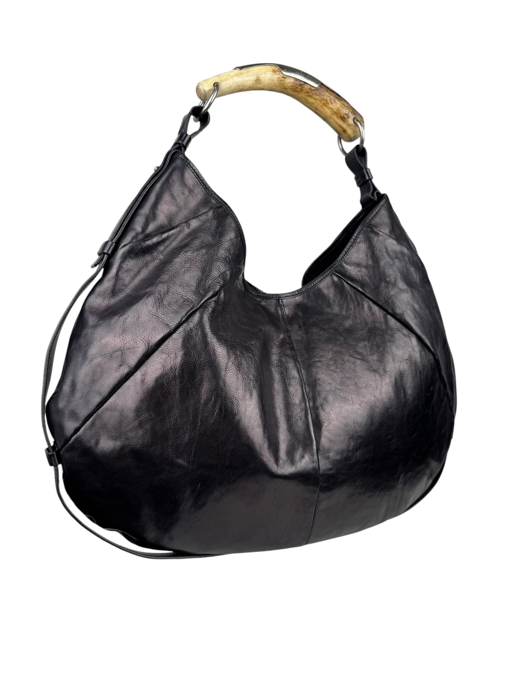 SAINT LAURENT LEATHER MOMBASA SHOULDER BAG