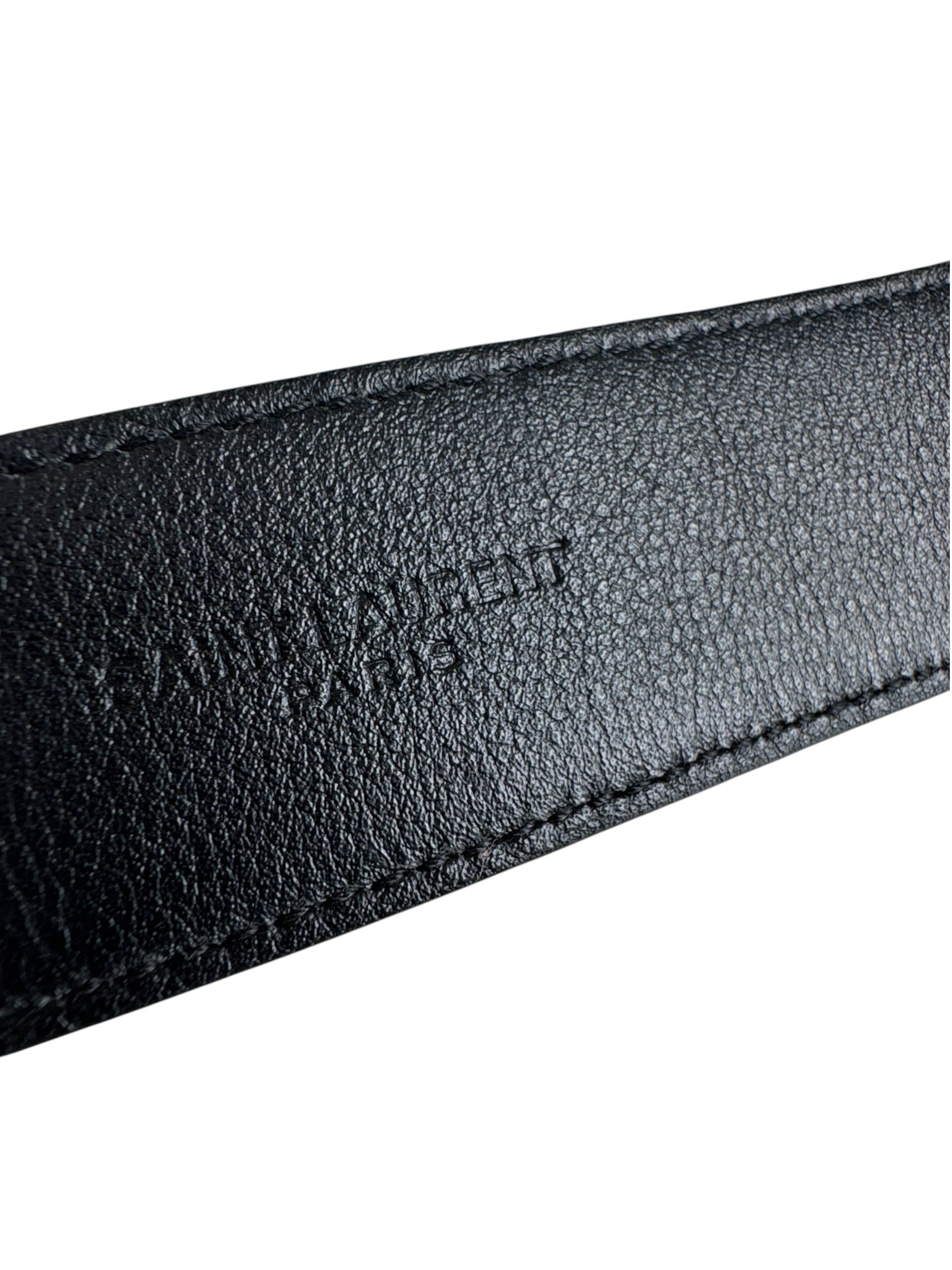 SAINT LAURENT LOGO PLAQUE LEATHER BELT