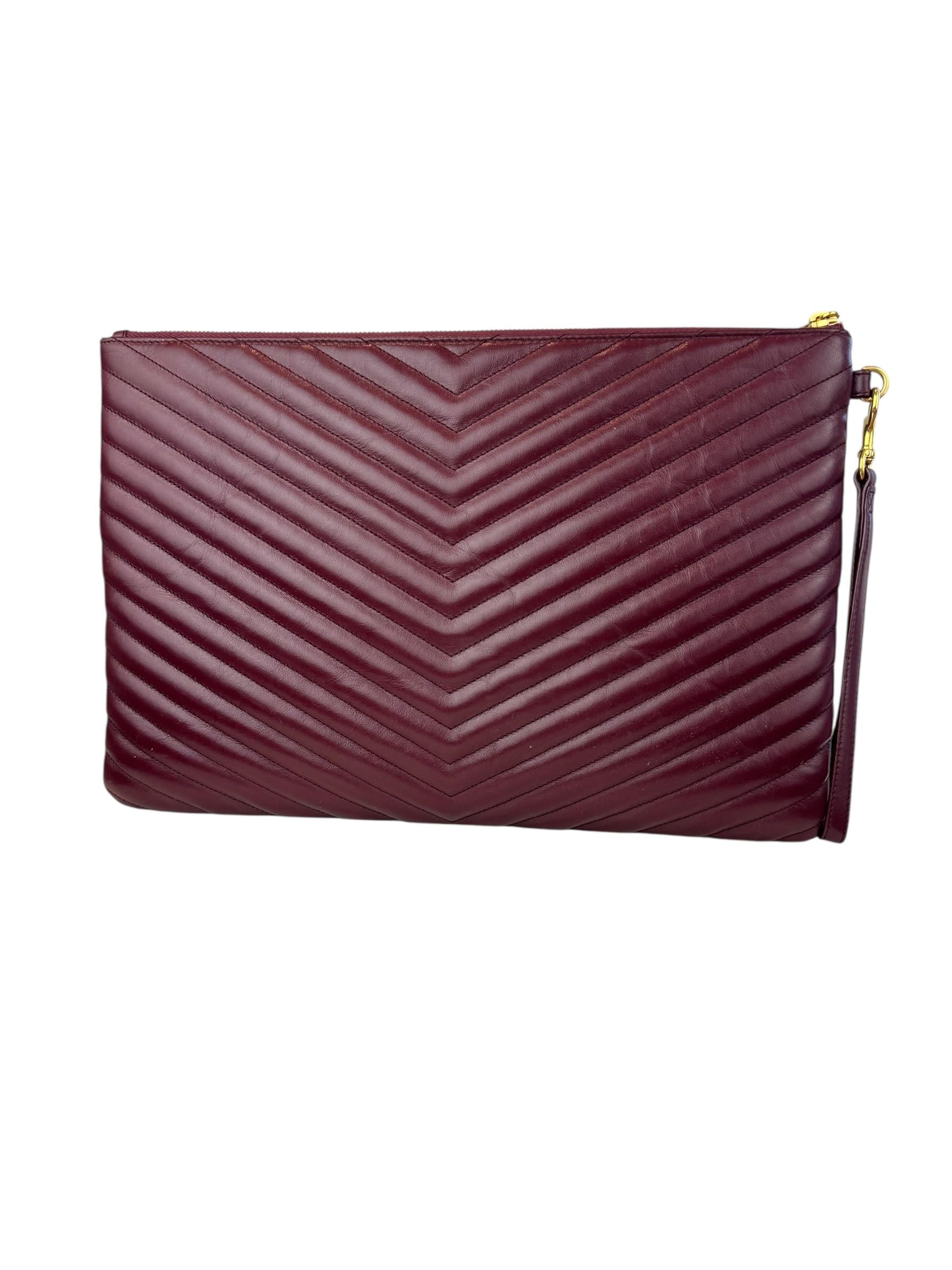 SAINT LAURENT MATELASSE BEIGE CLUTCH 