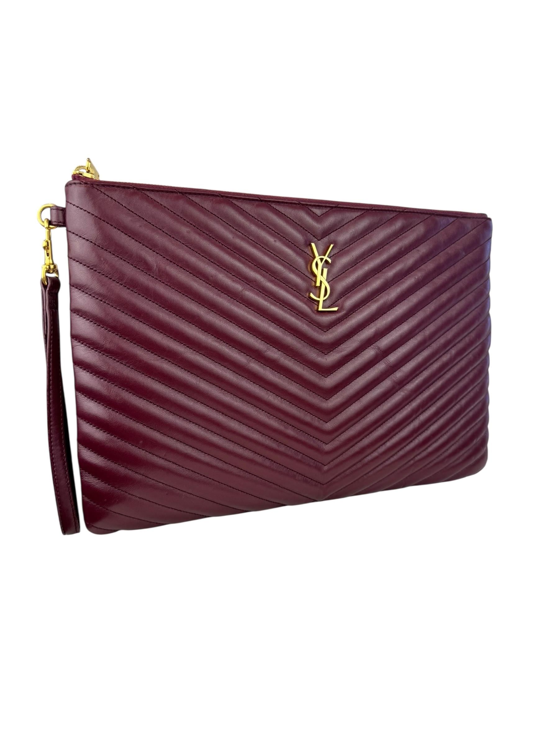 SAINT LAURENT MATELASSE BEIGE CLUTCH 