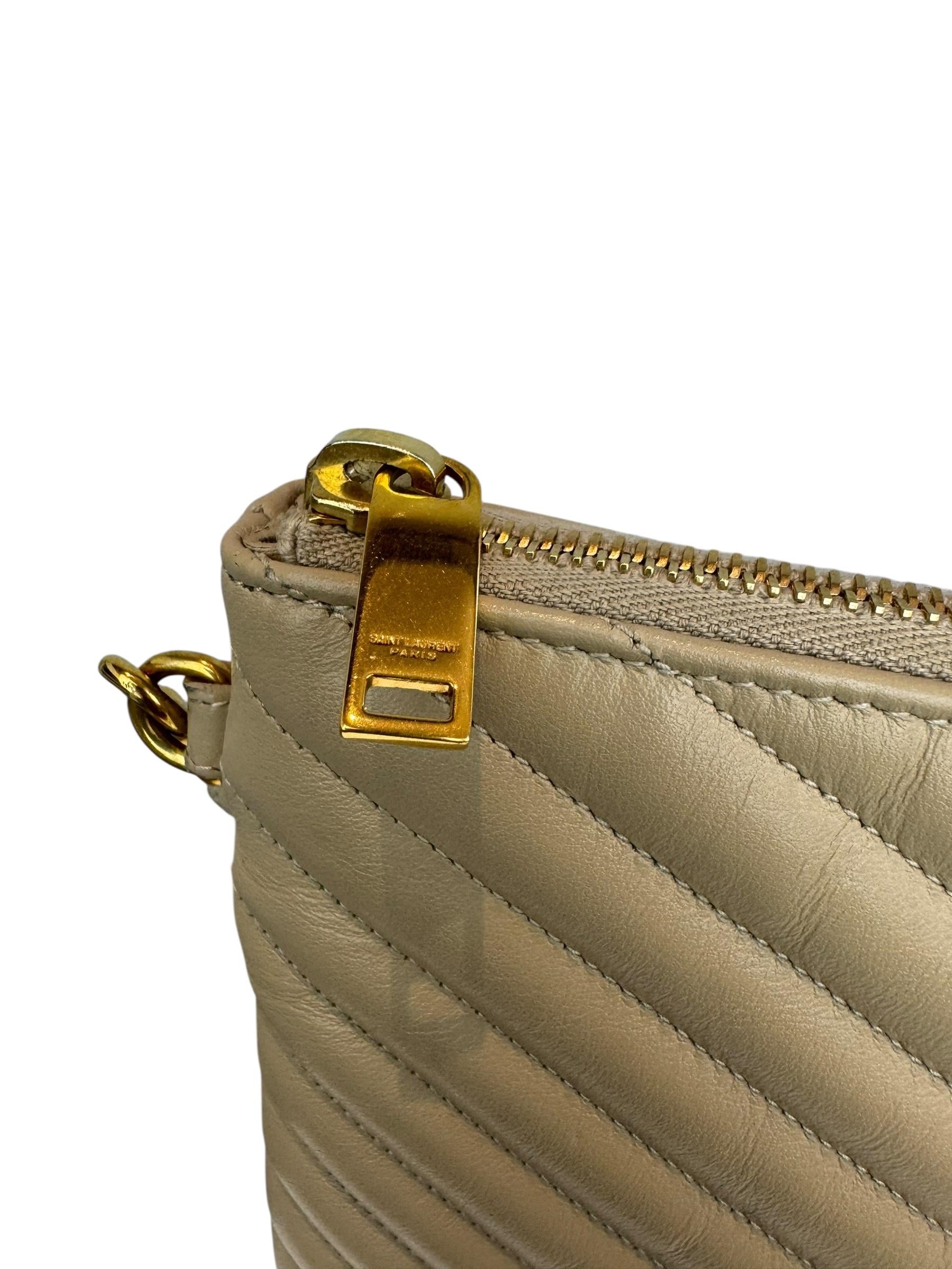 SAINT LAURENT MATELASSE BEIGE CLUTCH 