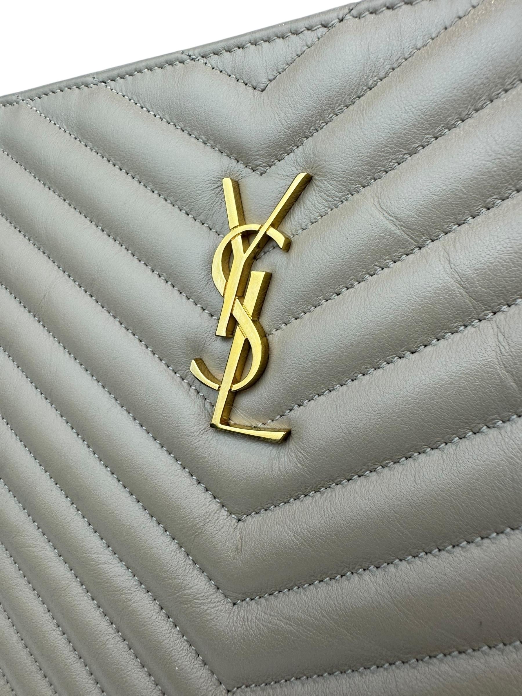 SAINT LAURENT MATELASSE BEIGE CLUTCH 