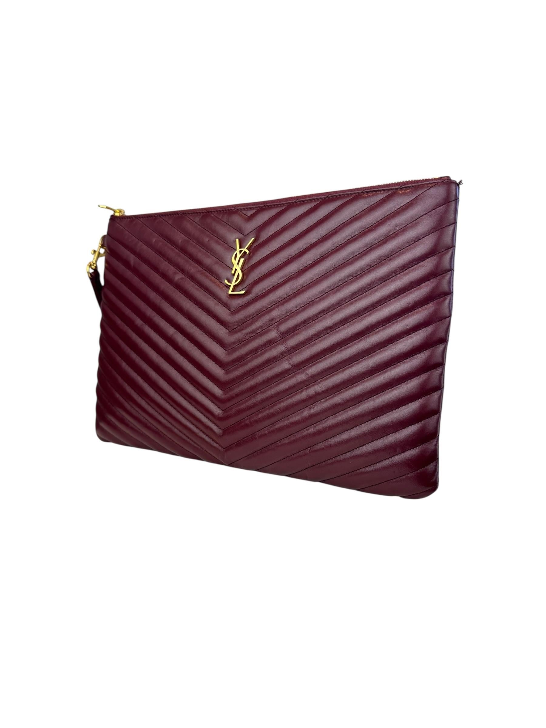 SAINT LAURENT MATELASSE BEIGE CLUTCH 