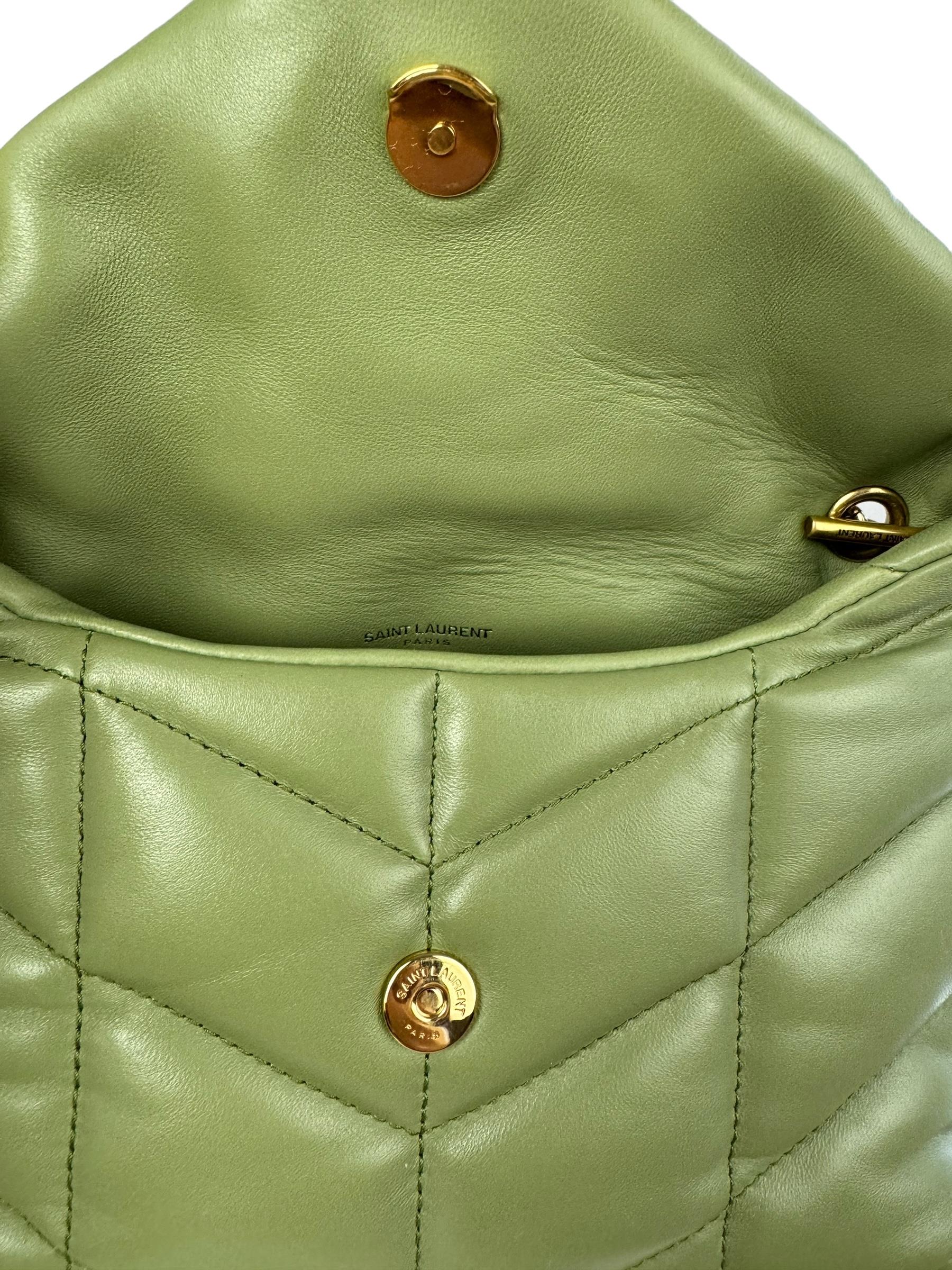 SAINT LAURENT MINI GREEN PUFFY BAG