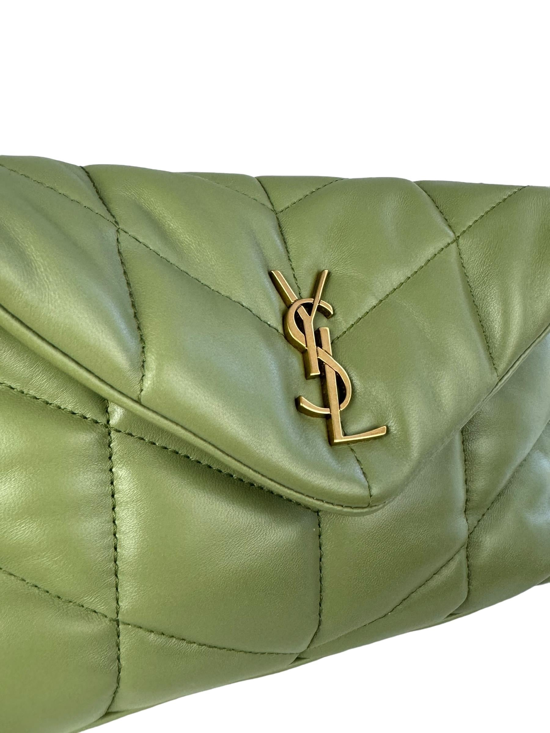 SAINT LAURENT MINI GREEN PUFFY BAG