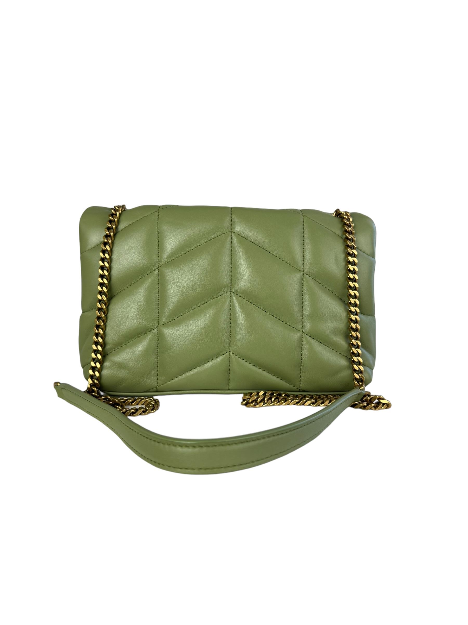 SAINT LAURENT MINI GREEN PUFFY BAG