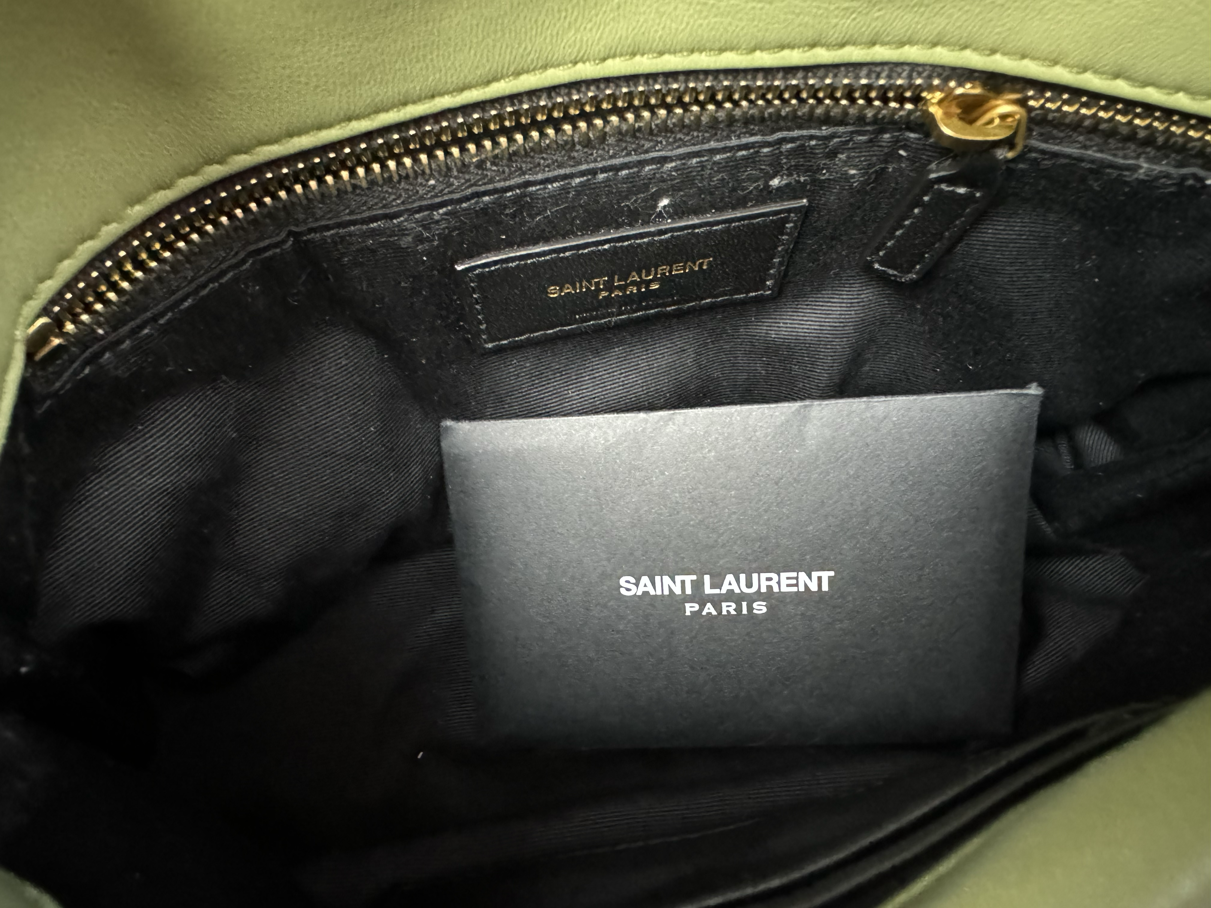 SAINT LAURENT MINI GREEN PUFFY BAG