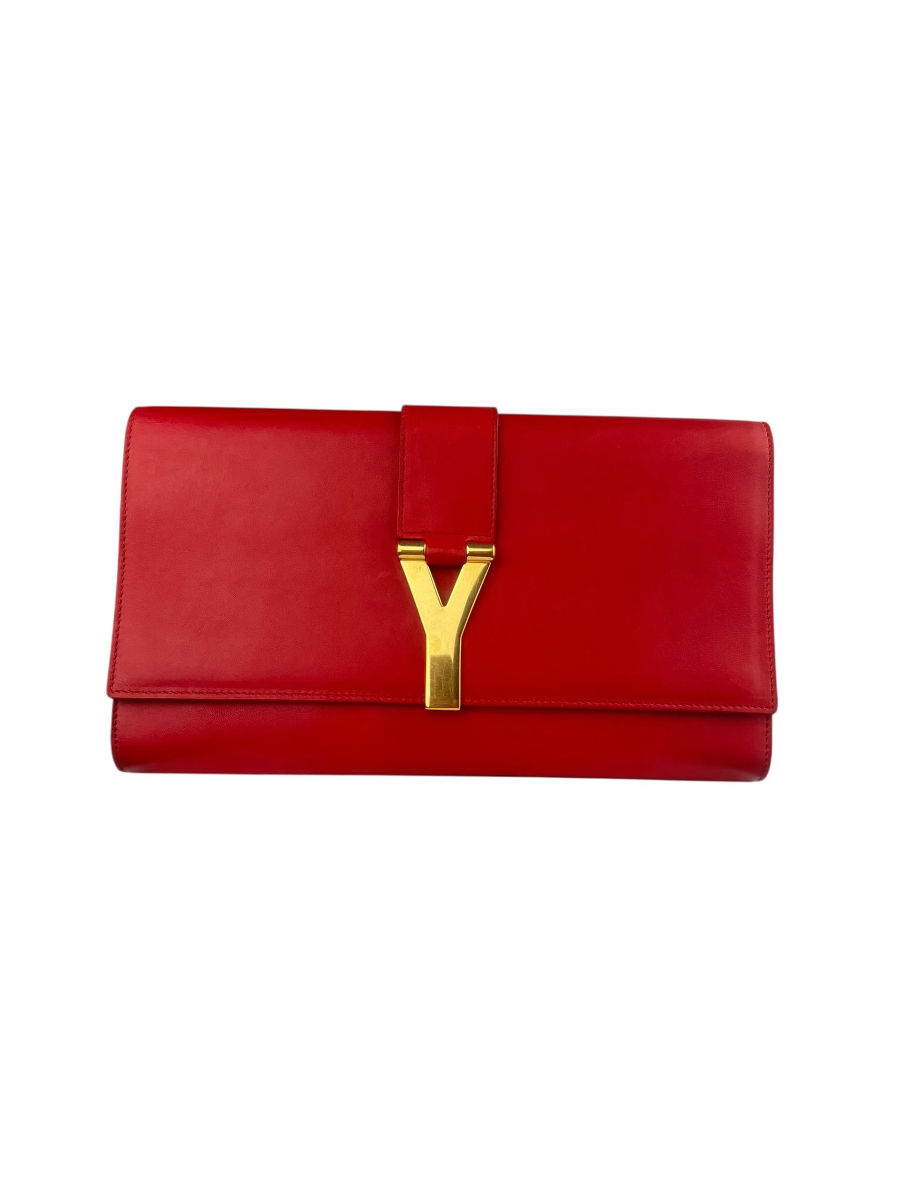 SAINT LAURENT RED LIGNE Y CLUTCH 