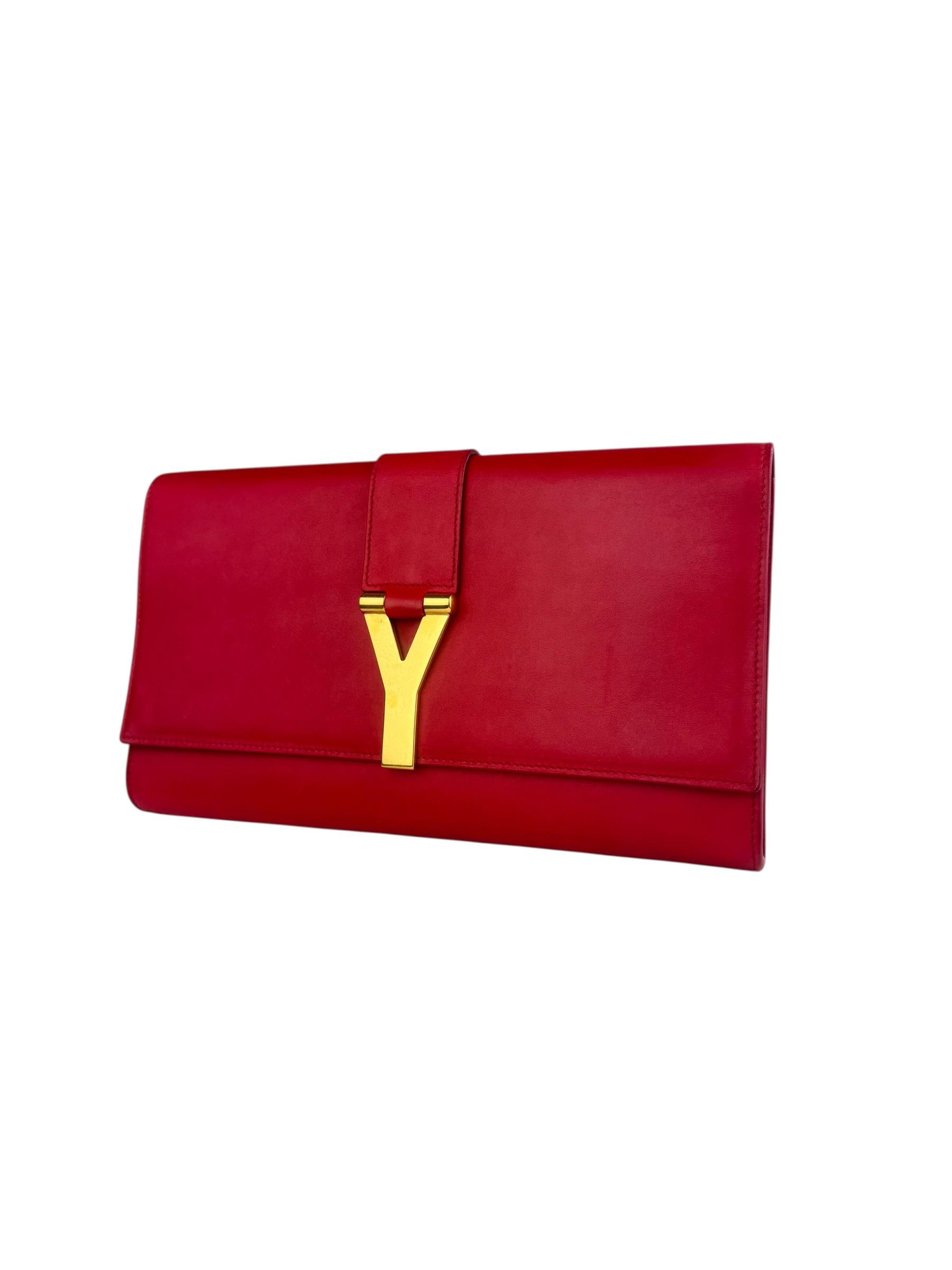 SAINT LAURENT RED LIGNE Y CLUTCH 