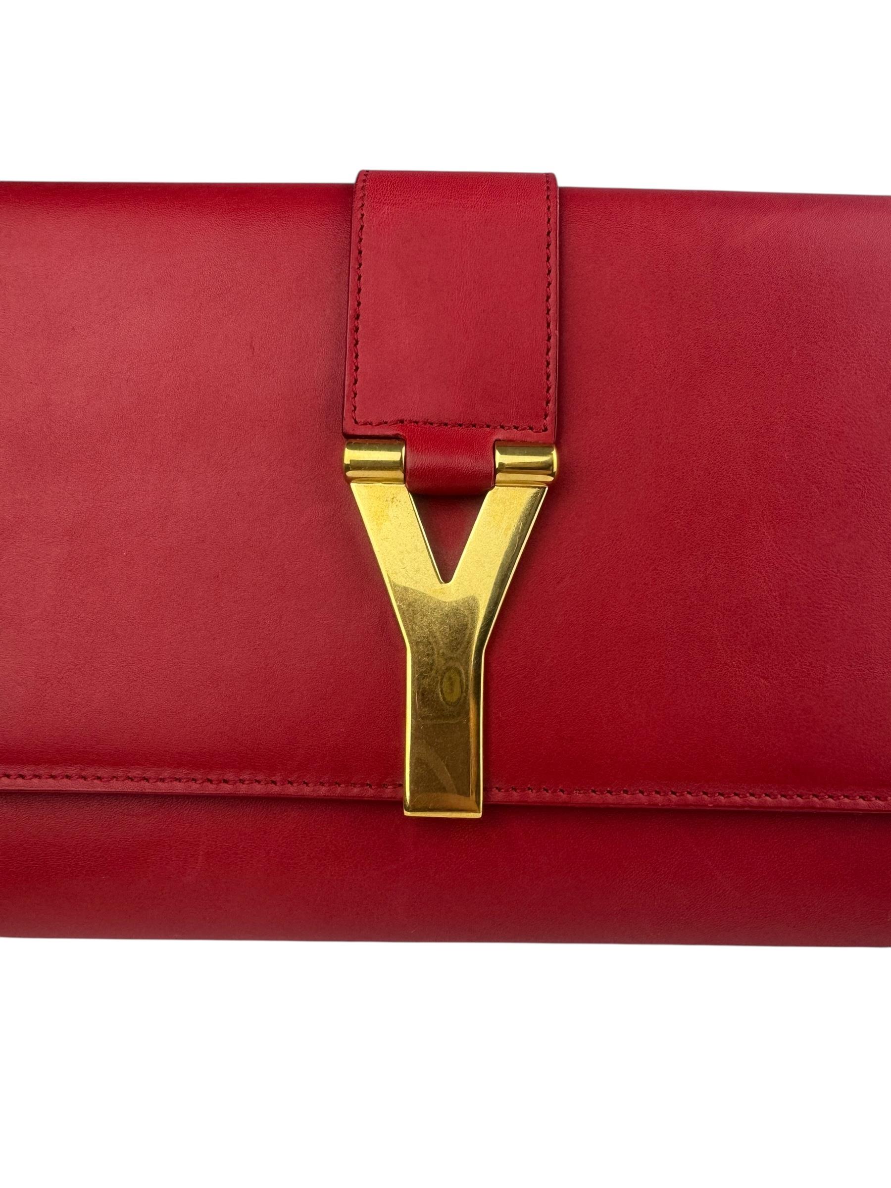 SAINT LAURENT RED LIGNE Y CLUTCH 