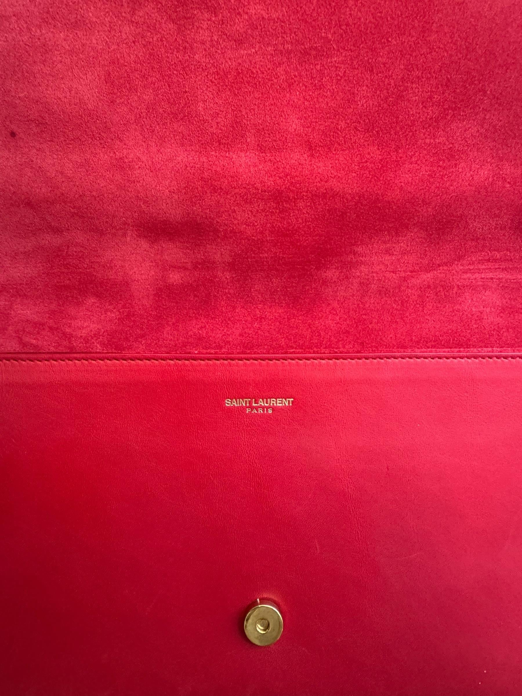 SAINT LAURENT RED LIGNE Y CLUTCH 
