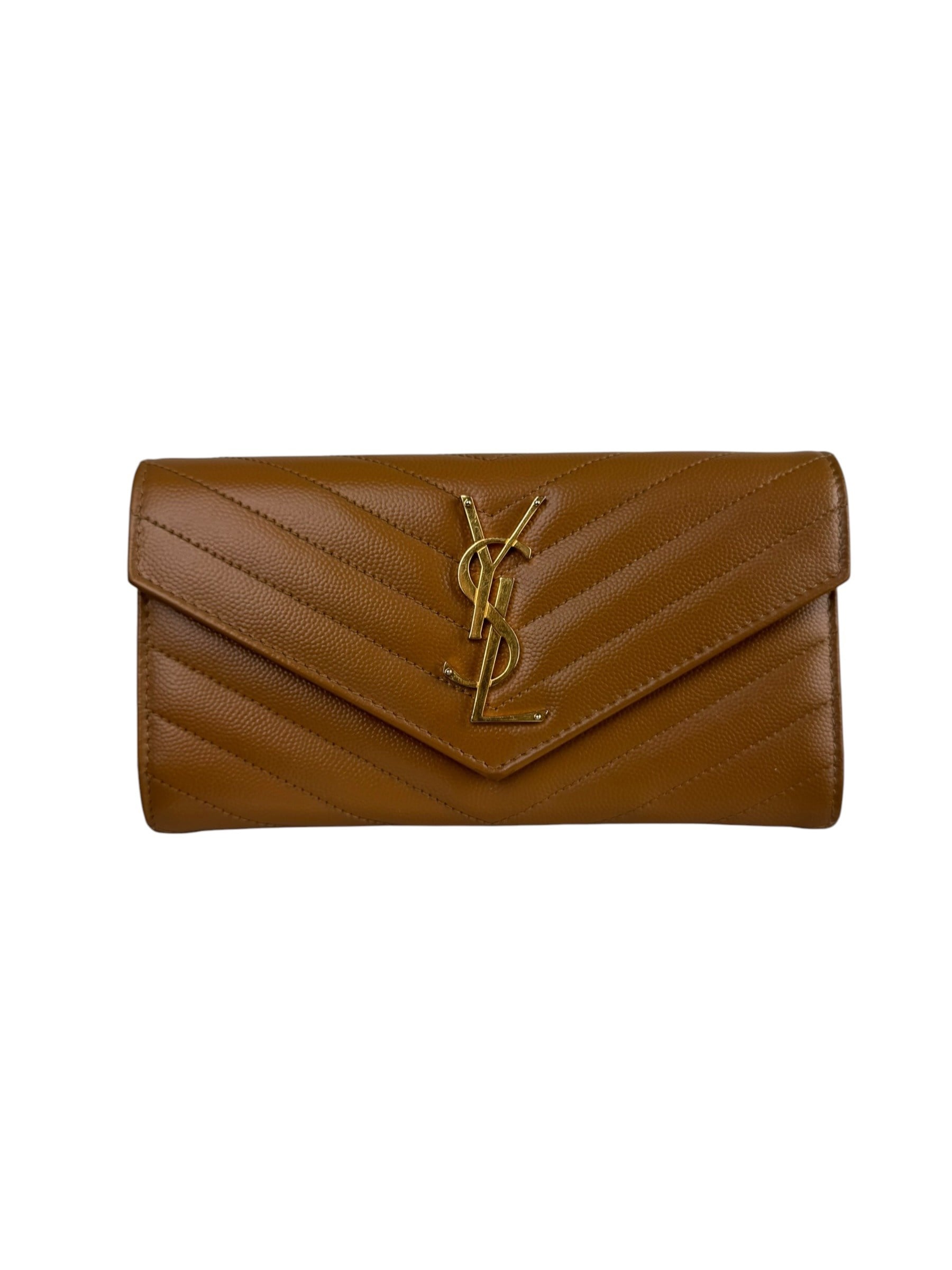 SAINT LAURENT STITCH LEATHER FLAP WALLET