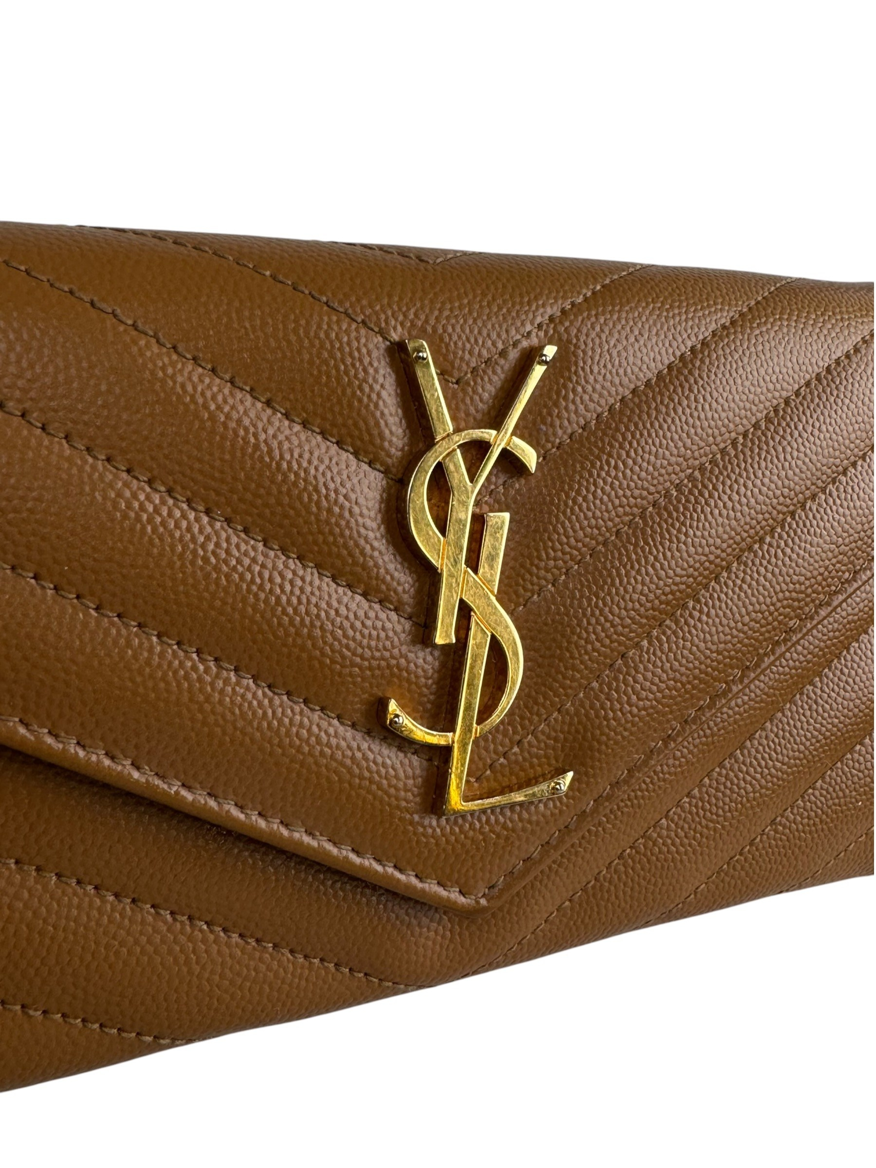 SAINT LAURENT STITCH LEATHER FLAP WALLET