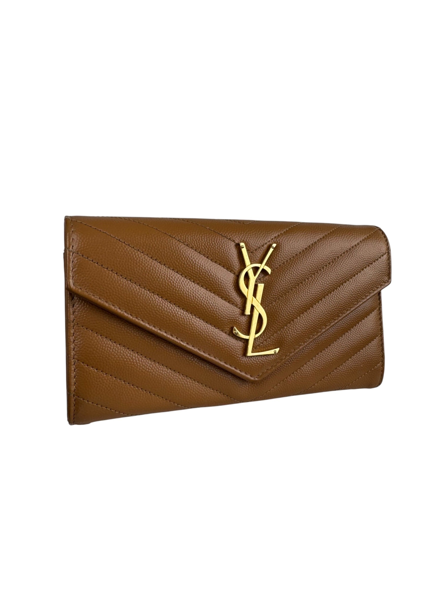 SAINT LAURENT STITCH LEATHER FLAP WALLET