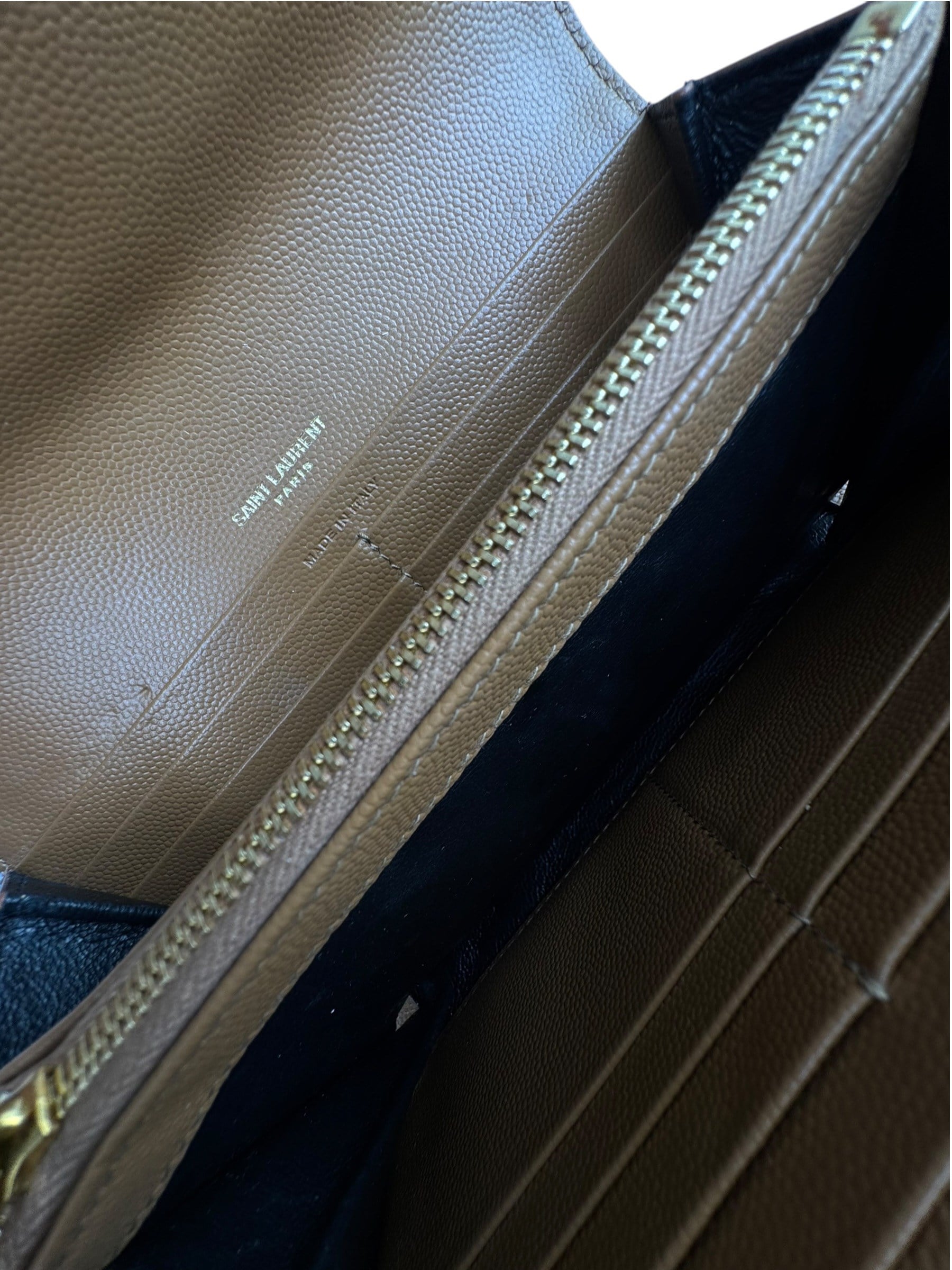 SAINT LAURENT STITCH LEATHER FLAP WALLET