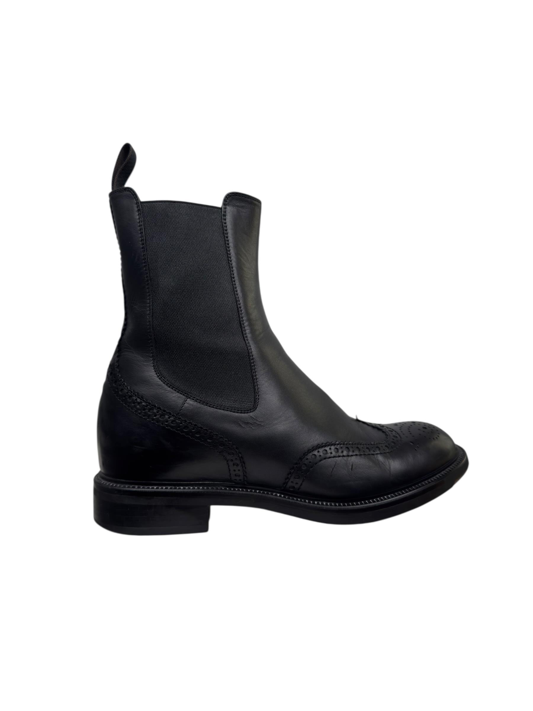 SANTONI BLACK LEATHER BOOTS