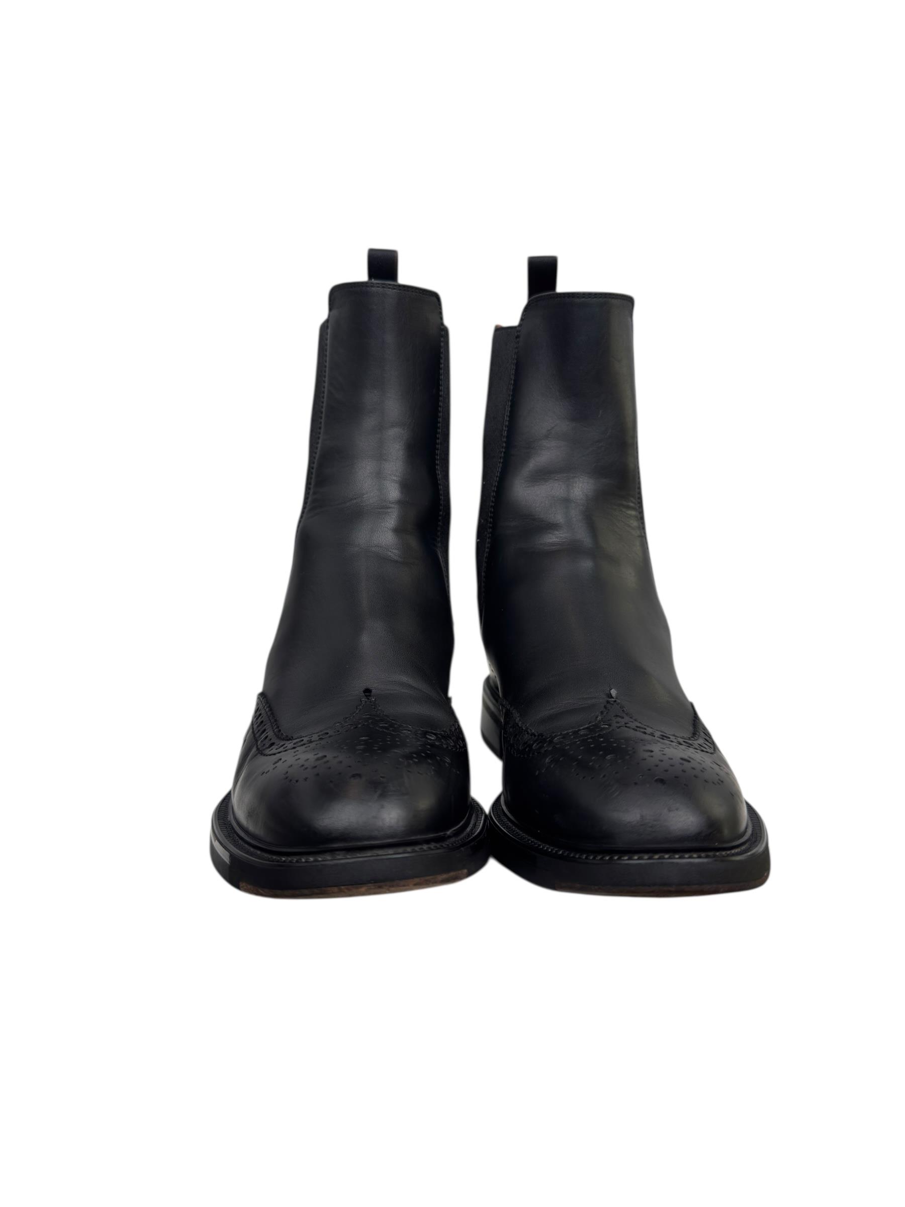 SANTONI BLACK LEATHER BOOTS