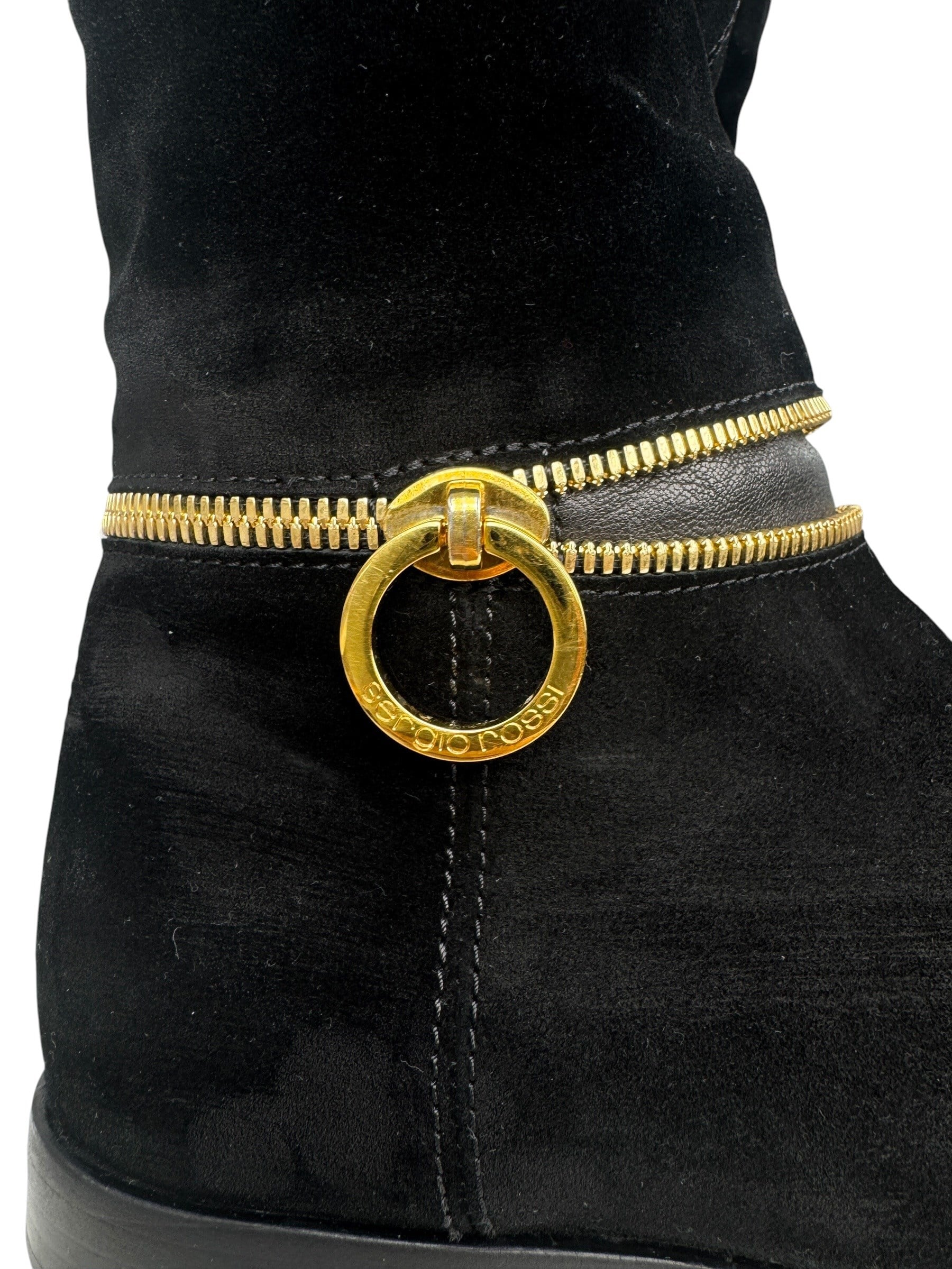 SERGIO ROSSI BLACK SUEDE BOOTS