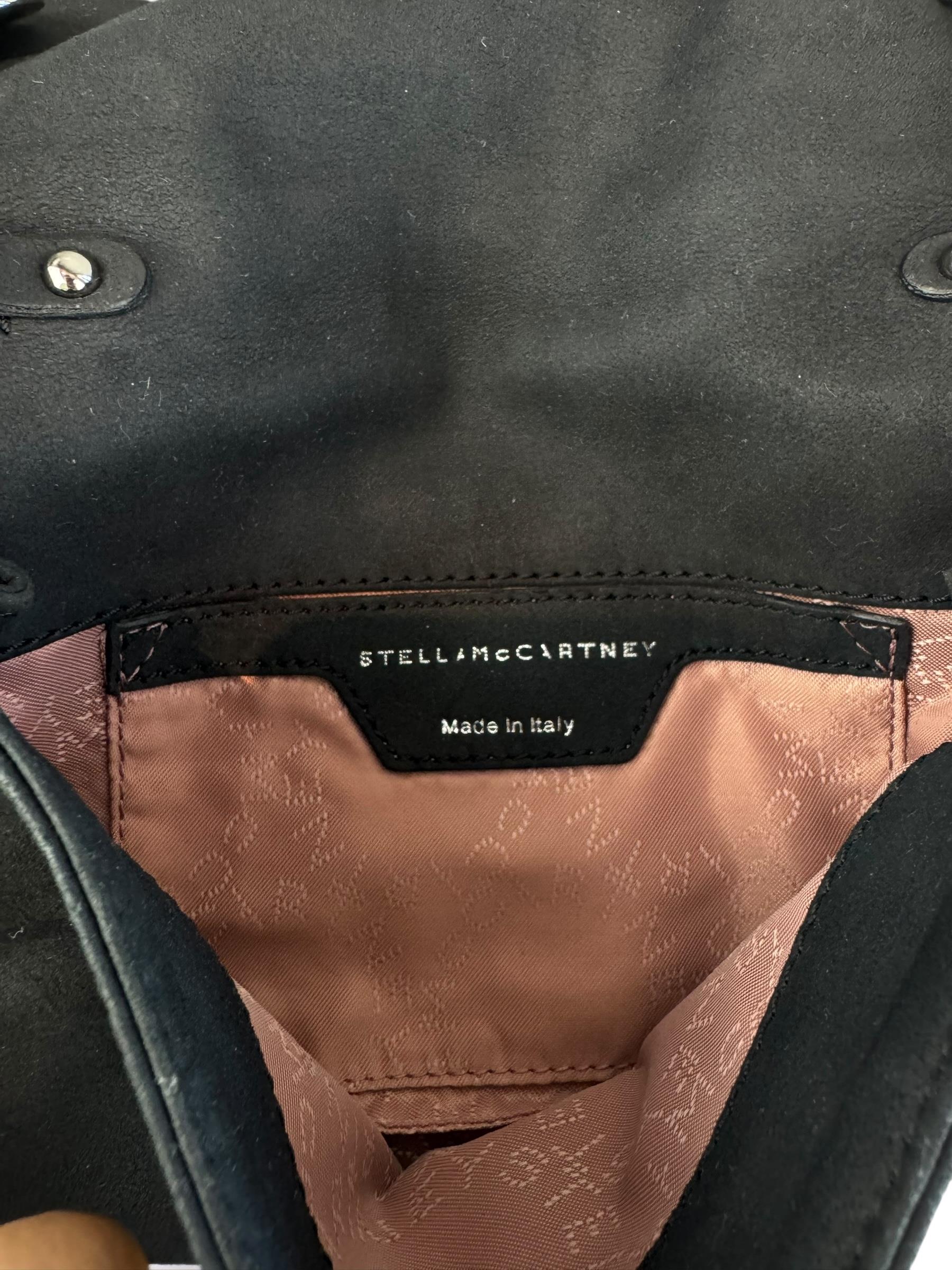 STELLA MCCARTNEY BLACK SUEDE FRINGED BAG