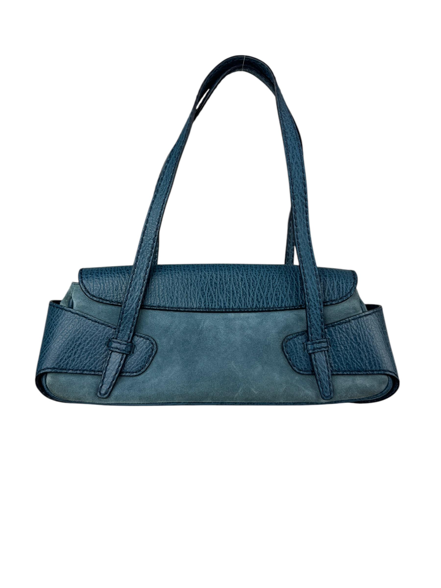 TOD'S BLUE LEATHER SHOULDER BAG