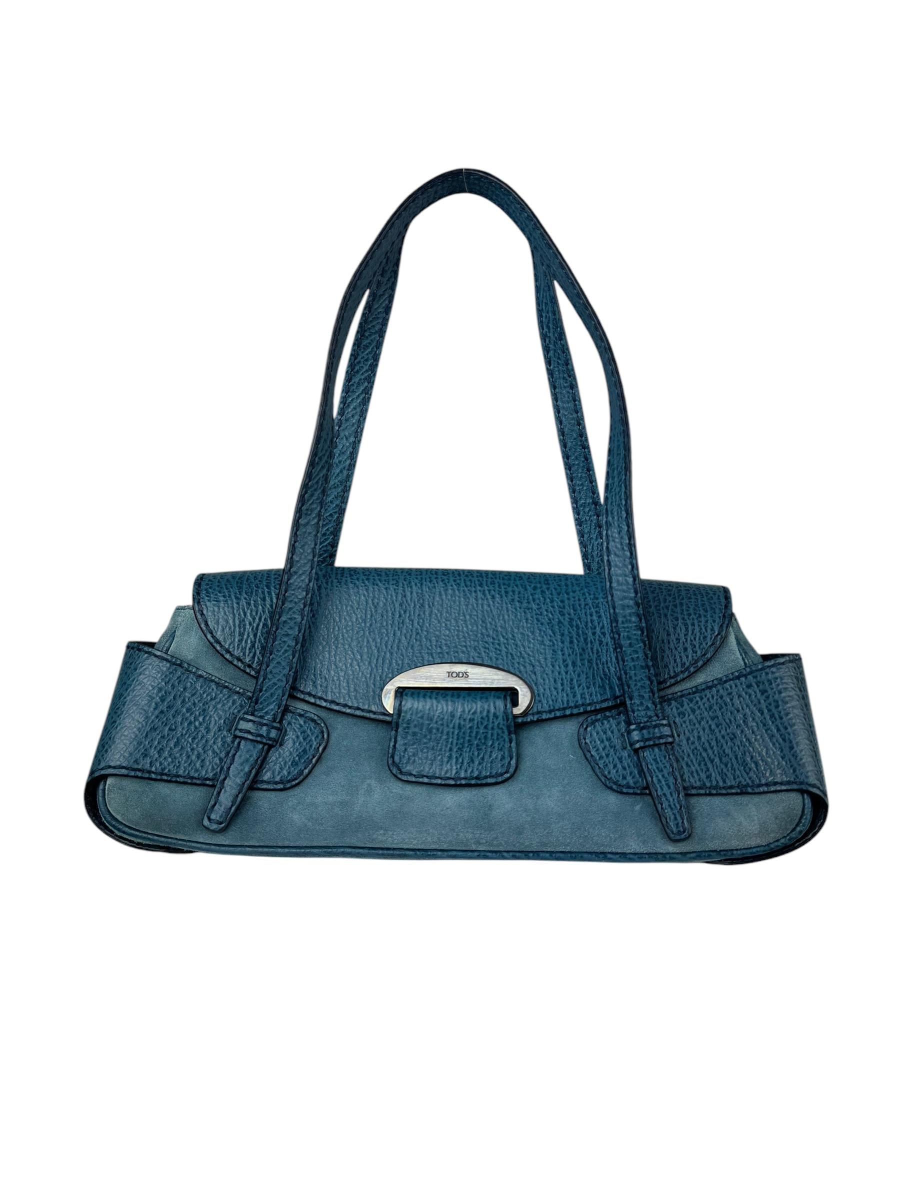 TOD'S BLUE LEATHER SHOULDER BAG