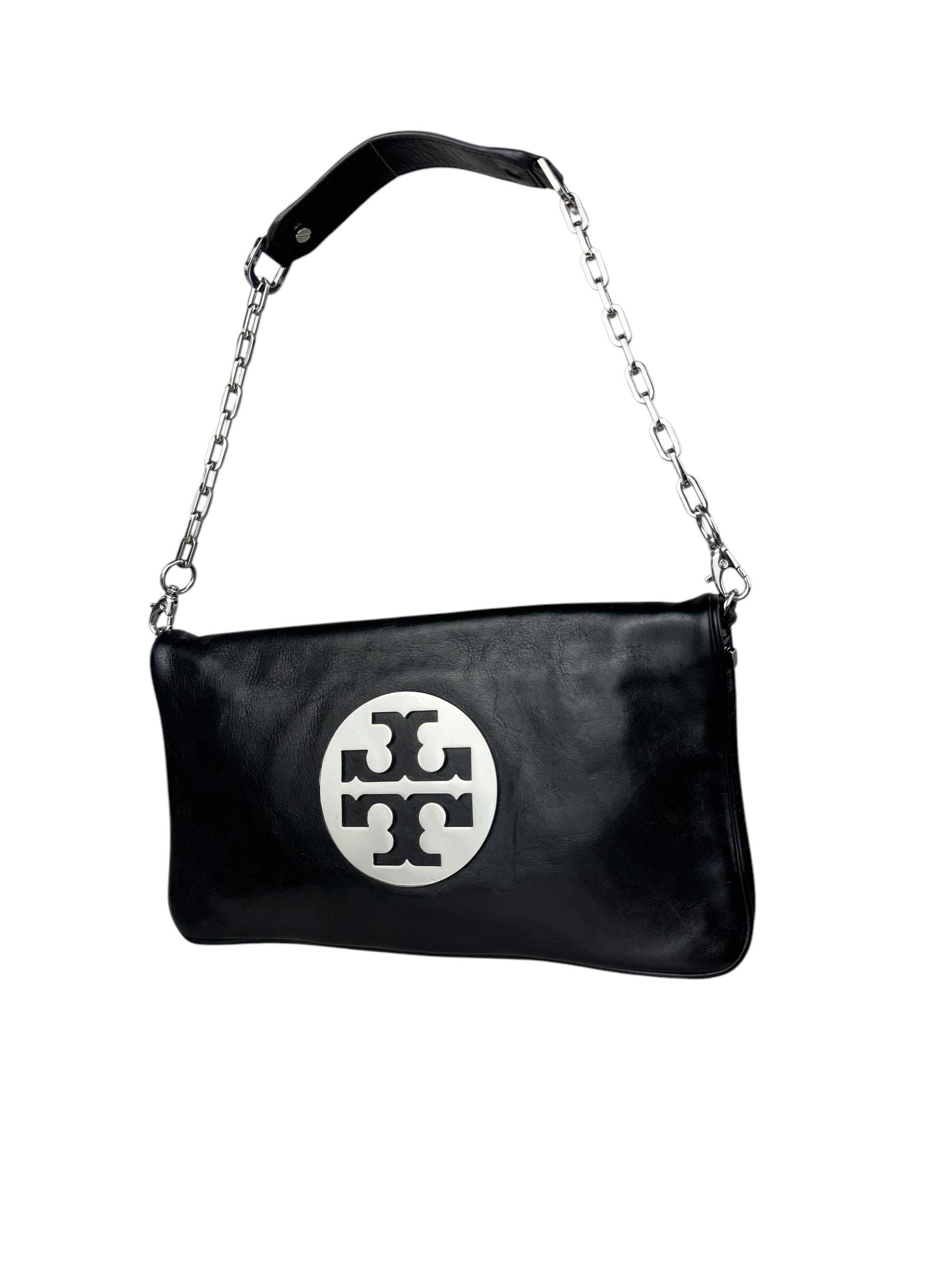 TORY BURCH BLACK LEATHER CHAIN BAG 