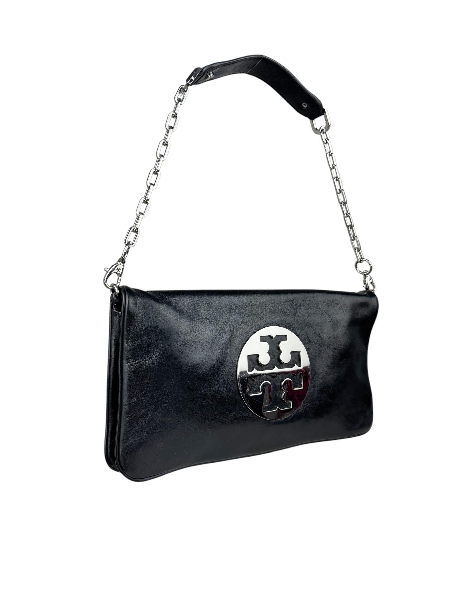 TORY BURCH BLACK LEATHER CHAIN BAG 