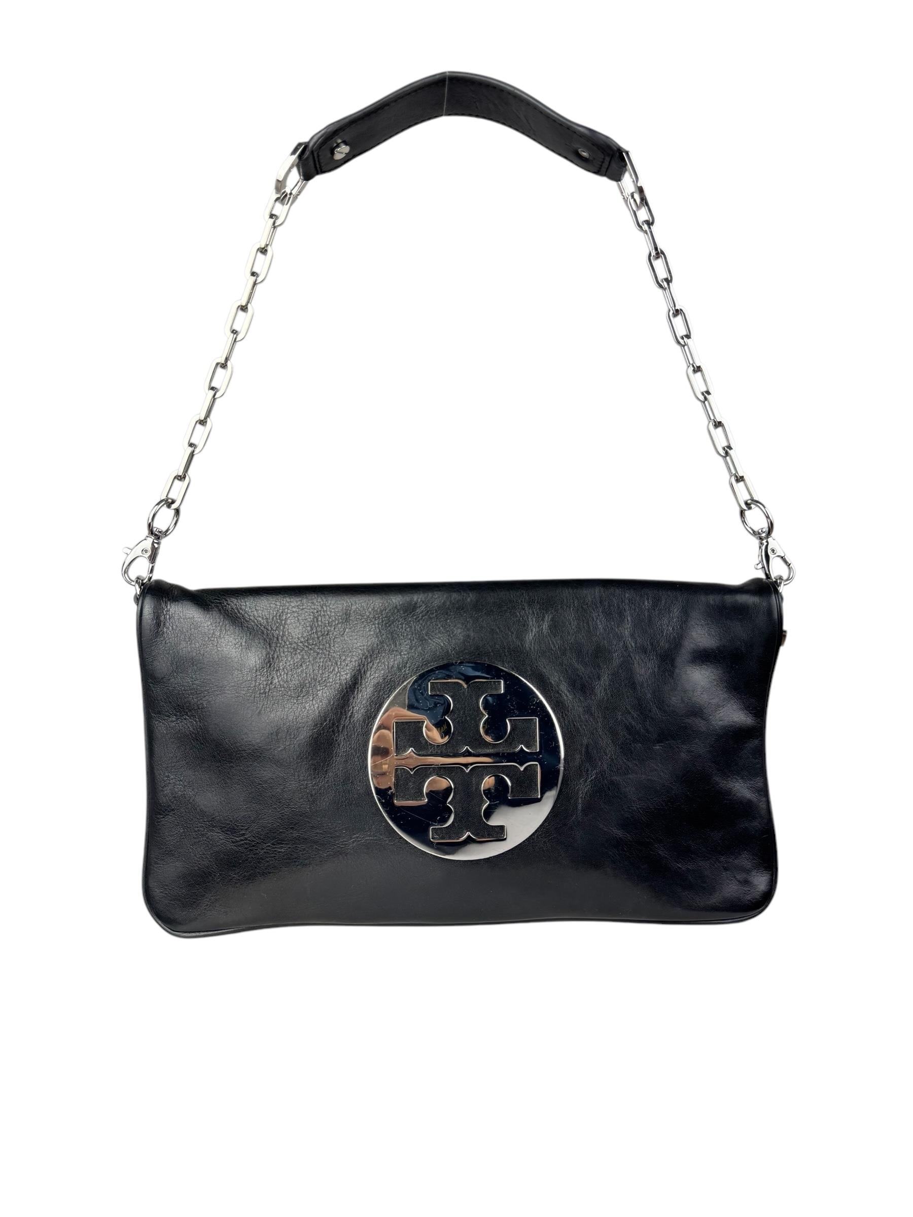 TORY BURCH BLACK LEATHER CHAIN BAG 
