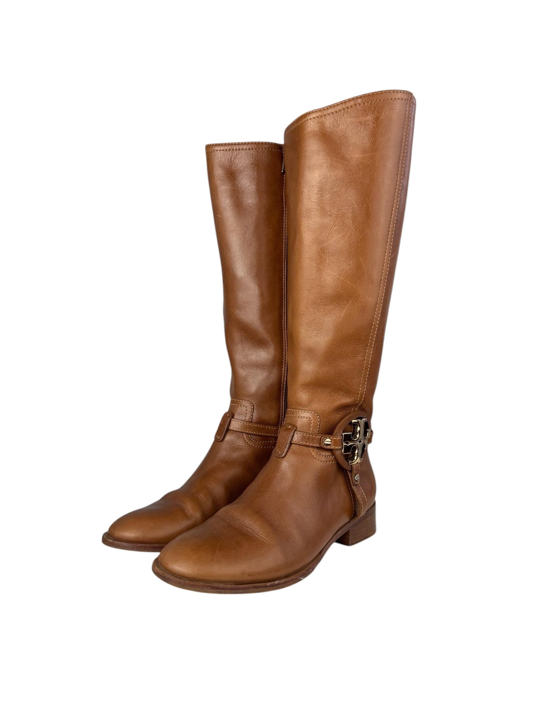 TORY BURCH BROWN LEATHER BOOTS 