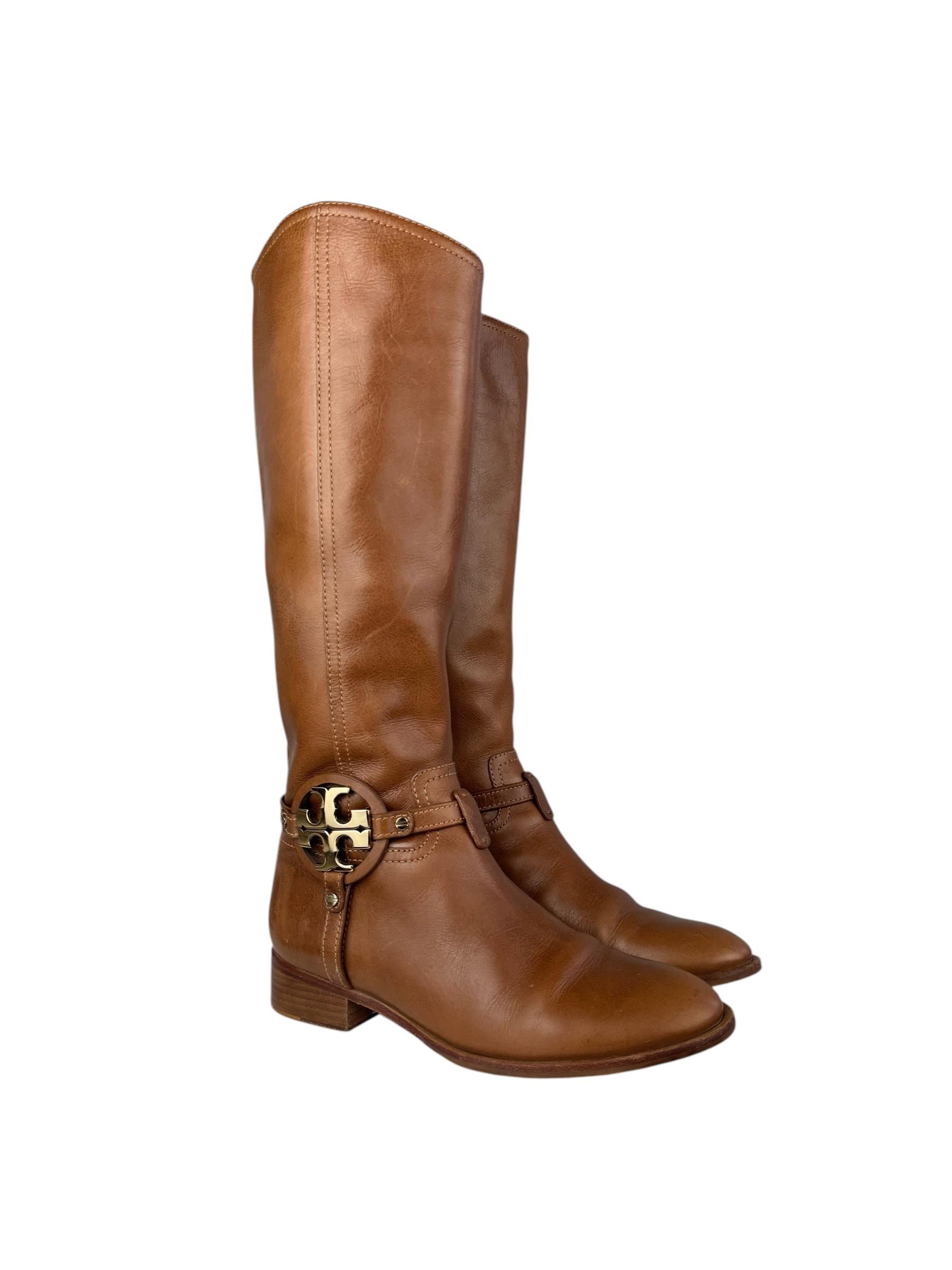 TORY BURCH BROWN LEATHER BOOTS 
