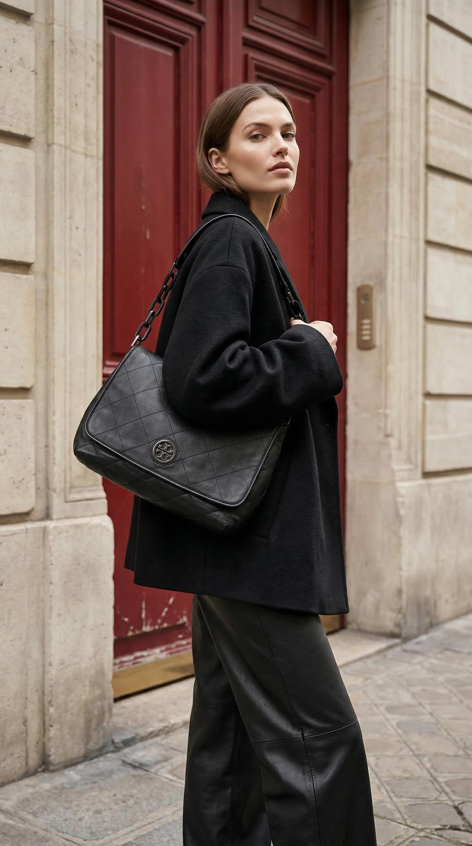 TORY BURCH QUILTED LEATHER SHOULDER BAG