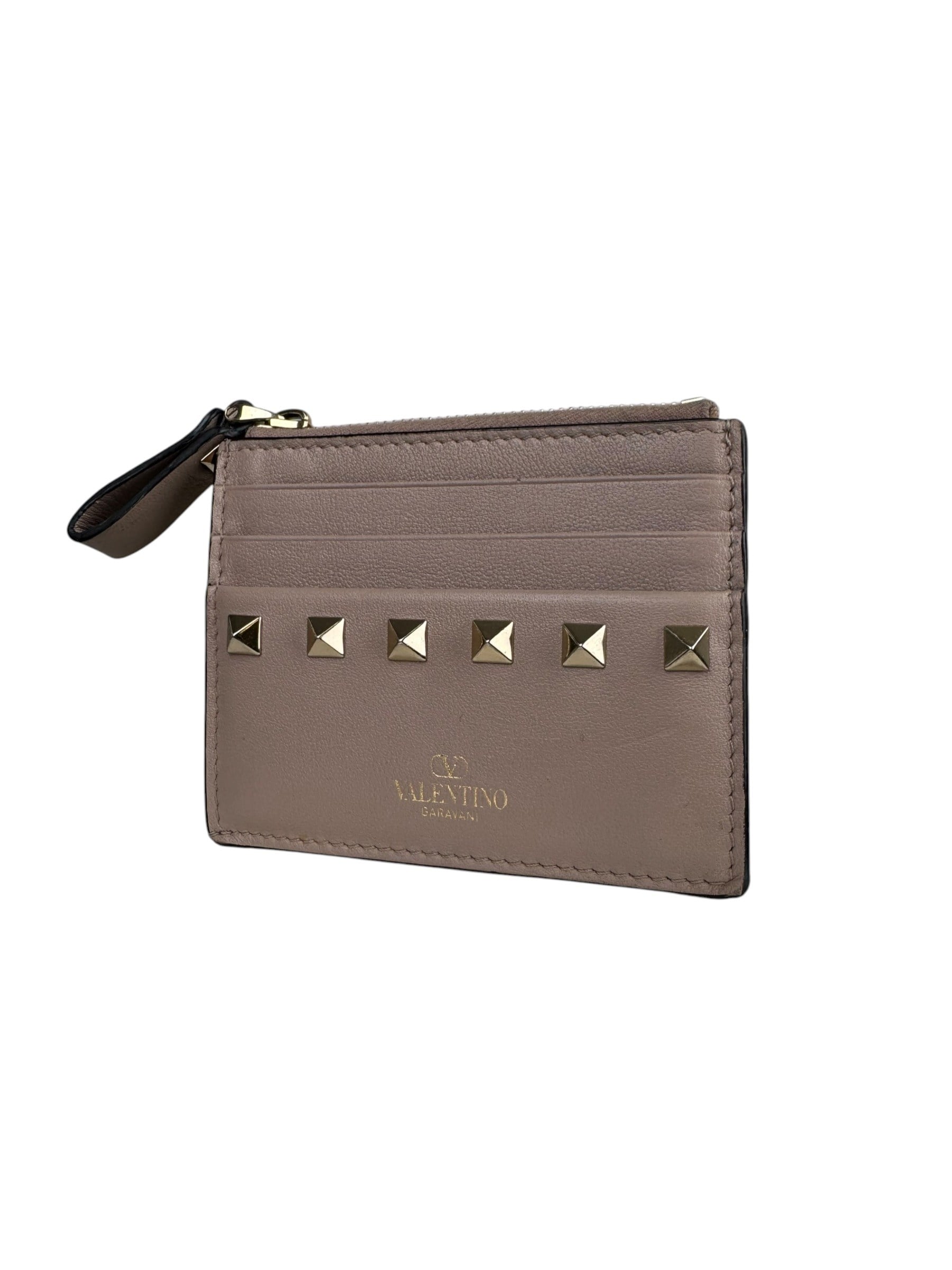 VALENTINO BEIGE ROCKSTUD CARD HOLDER